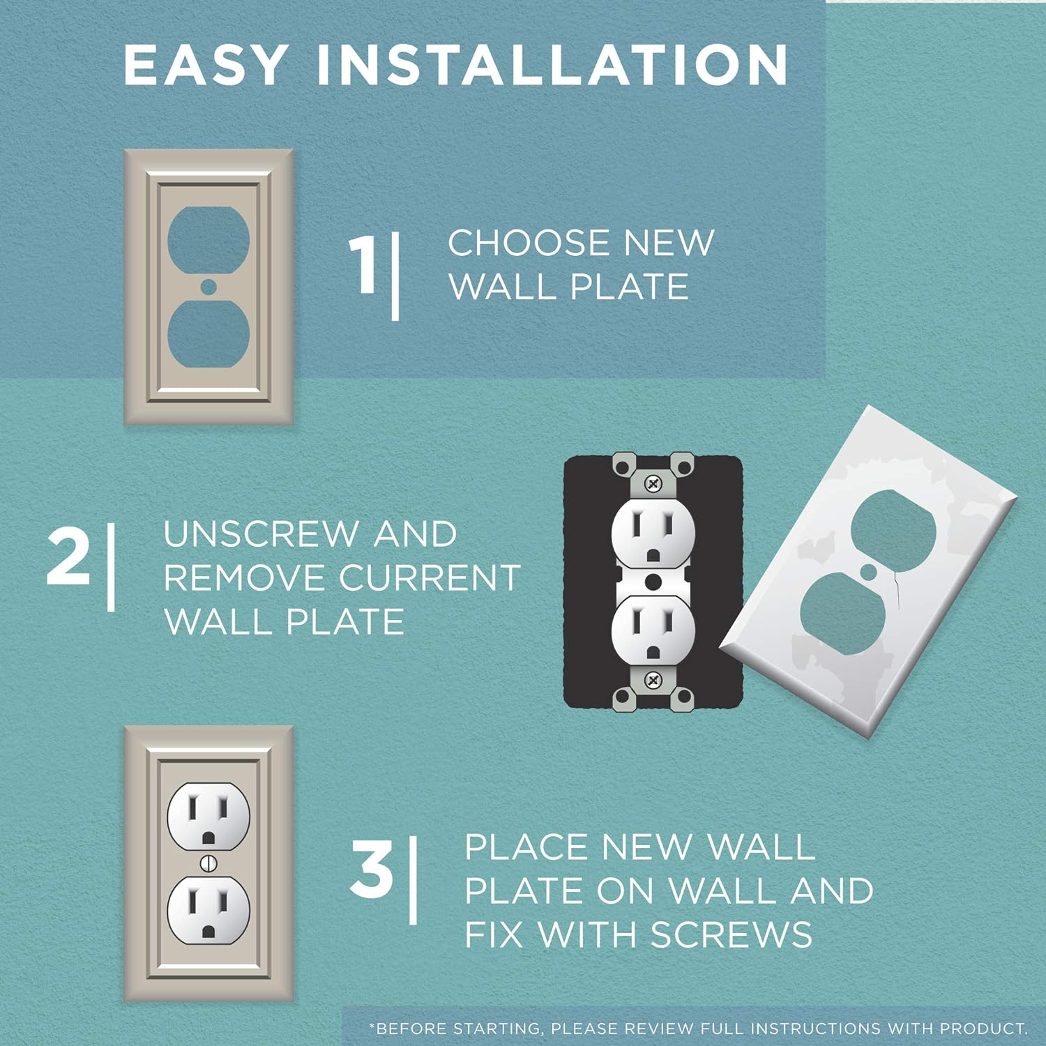 Embellecedor para interruptor de pared Franklin Brass de diseño clásico de bolitas, embellecedor de interruptor, marco de interruptor