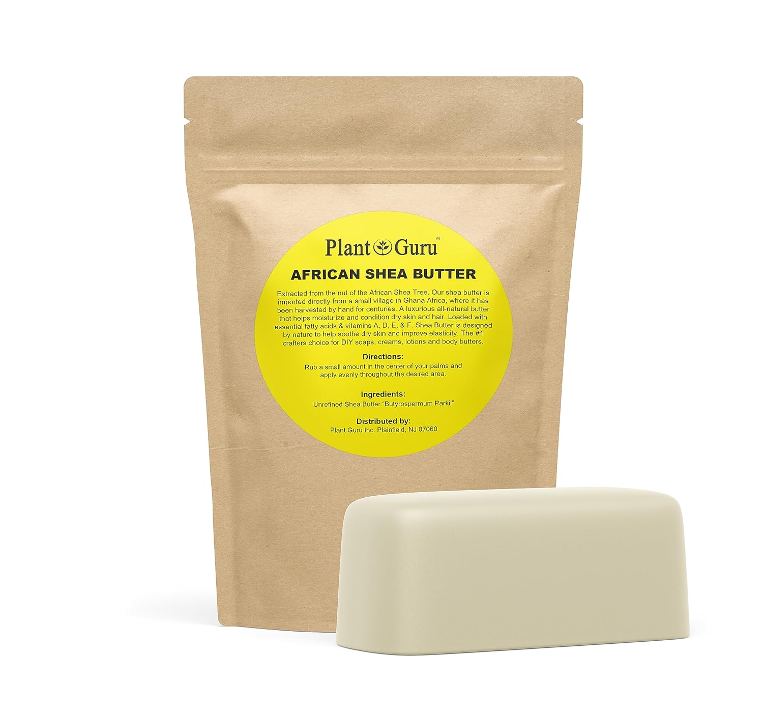 Manteca de karité africana cruda de 1 libra 100% marfil natural puro sin refinar – Importado de Ghana – Hidratante ideal para el crecimiento de piel