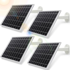 Fabbay Paquete de 4 paneles solares para carga de cámara de seguridad, panel solar para cámara inalámbrica, montaje ajustable de 360, panel solar Fabbay Paquete de 4 paneles solares para carga de cámara de seguridad, panel solar para cámara inalámbrica, montaje ajustable de 360, panel solar