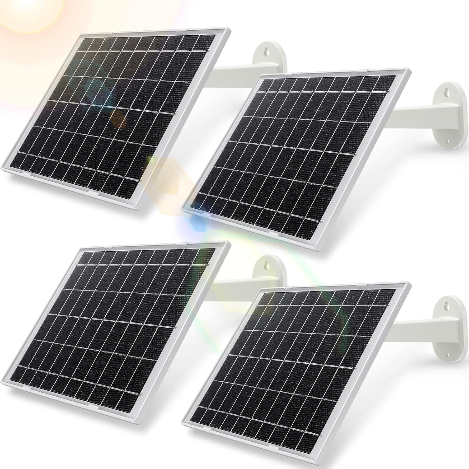 Fabbay Paquete de 4 paneles solares para carga de cámara de seguridad, panel solar para cámara inalámbrica, montaje ajustable de 360, panel solar