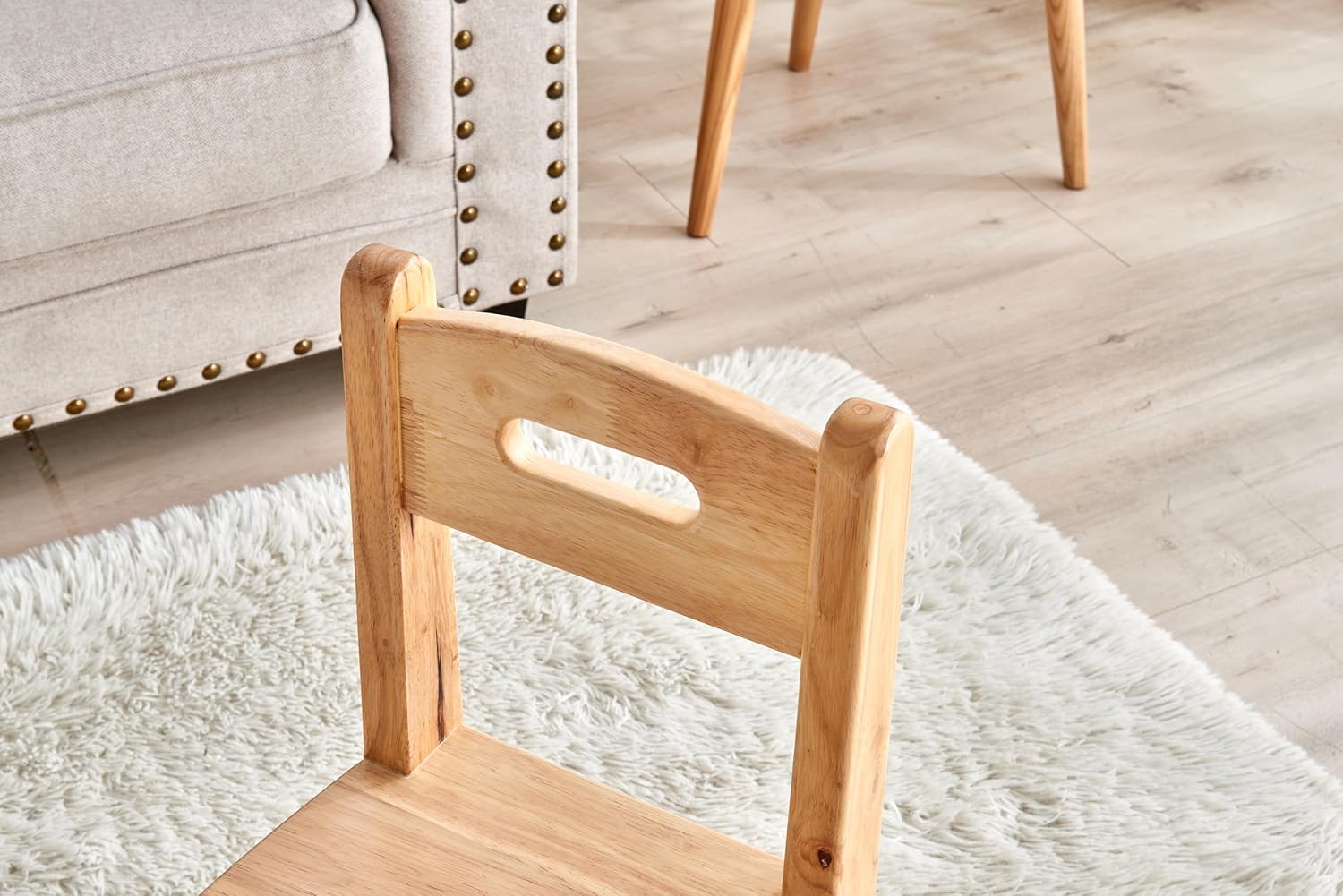 Juego de sillas de madera maciza de madera pura para niños, jardín de infantes y muebles para el hogar de los niños (2 mismas sillas)