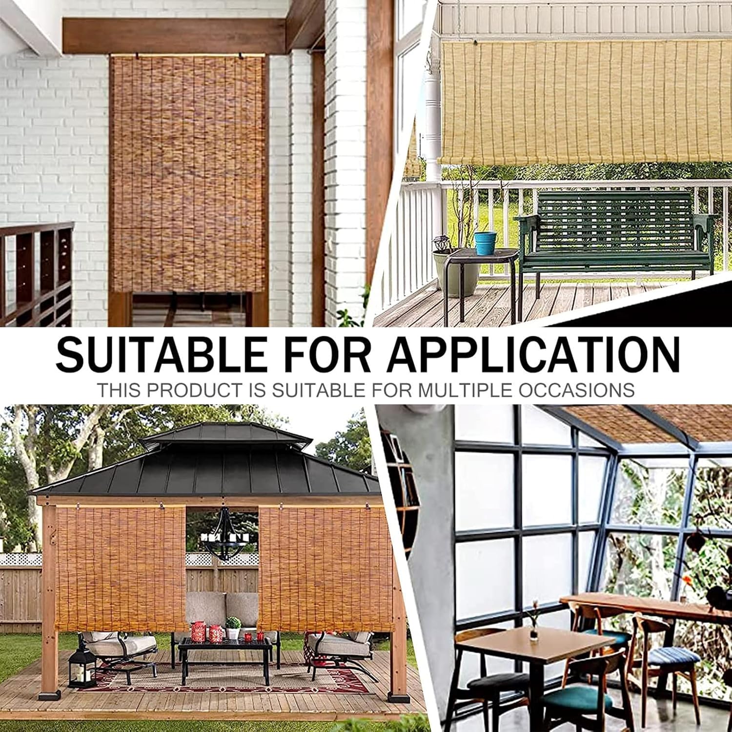 Persianas enrollables, cortinas enrollables de bambú retro, impermeables, cortinas de bambú para ventanas, para privacidad en interiores y