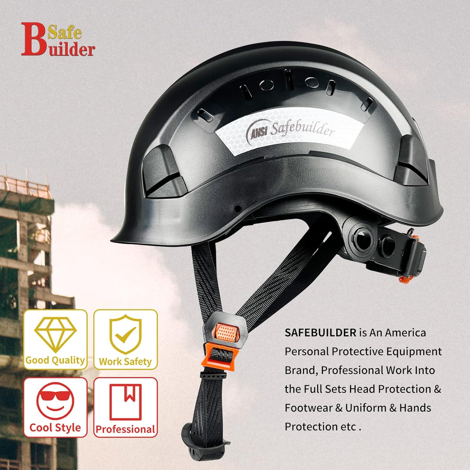 CR06 Casco de seguridad de construcción ABS Sistema de ventilación ajustable aprobado por OSHA cascos de trabajo industrial protección de cabeza