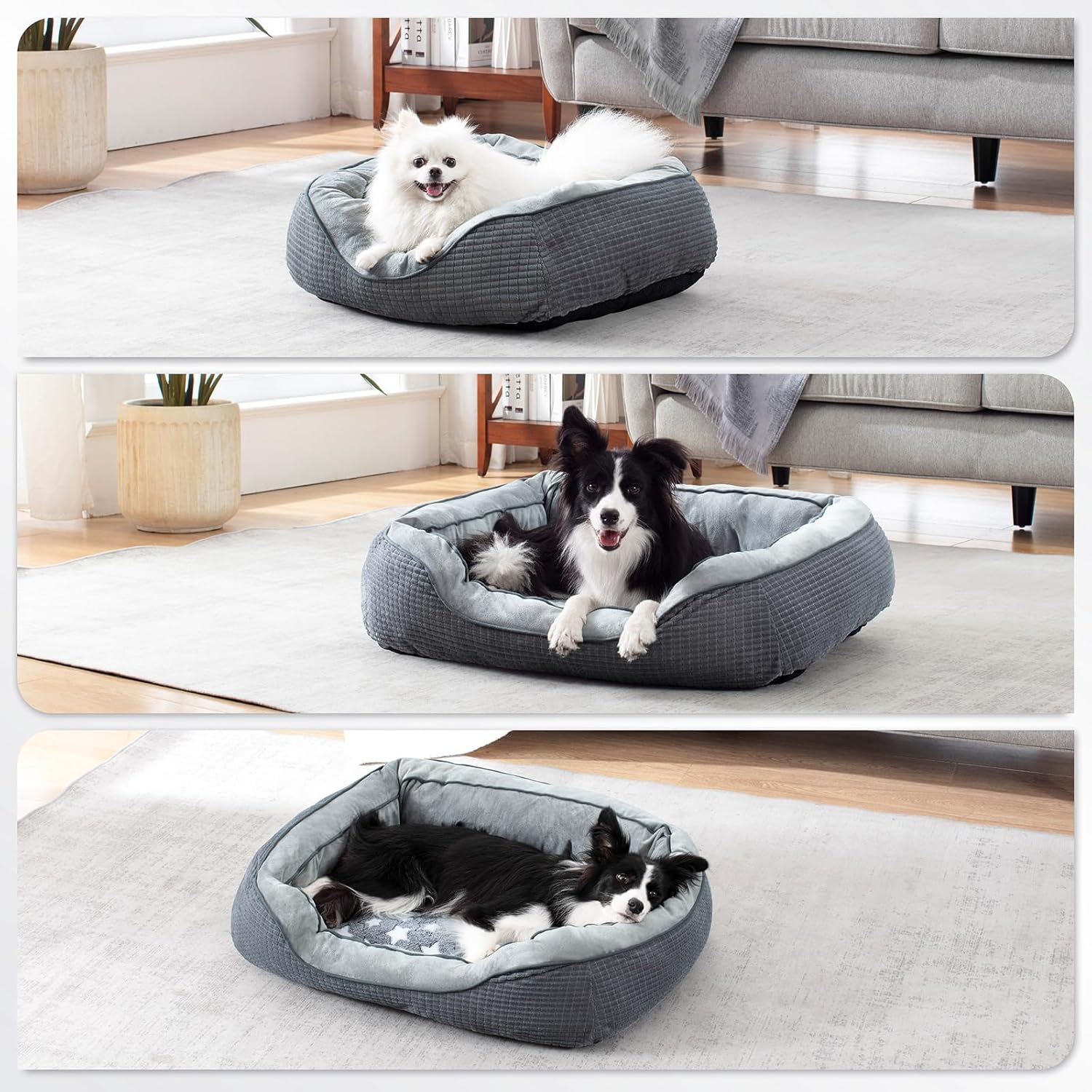 SIWA MARY Camas para perros pequeños y gatos, sofá cama lavable para perros con lados anchos, diseño de patrón de pentagrama, cama duradera para