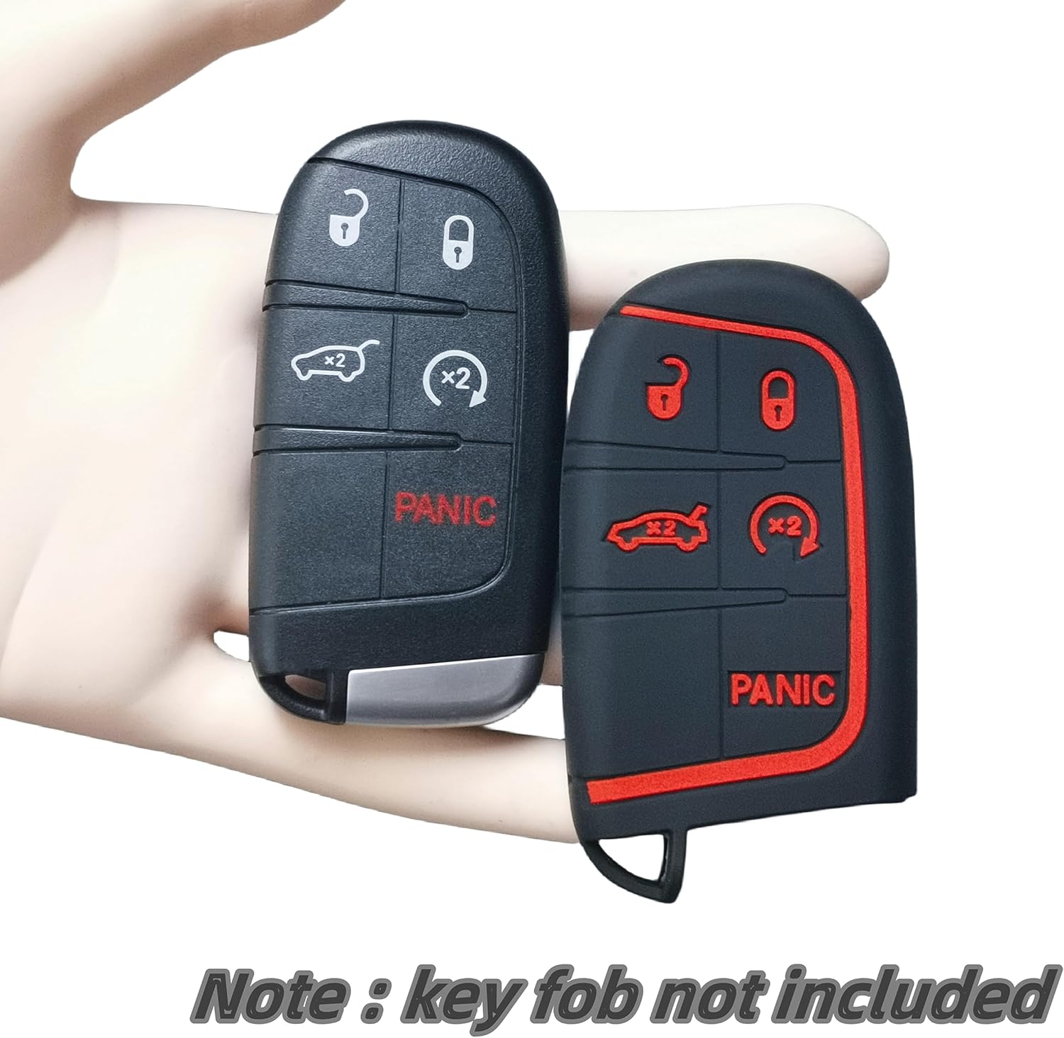 2 fundas de silicona para llavero inteligente para Jeep Grand Cherokee Dodge Challenger Charger Durango Journey Chrysler 200 300 Ram 2022 2021-2011