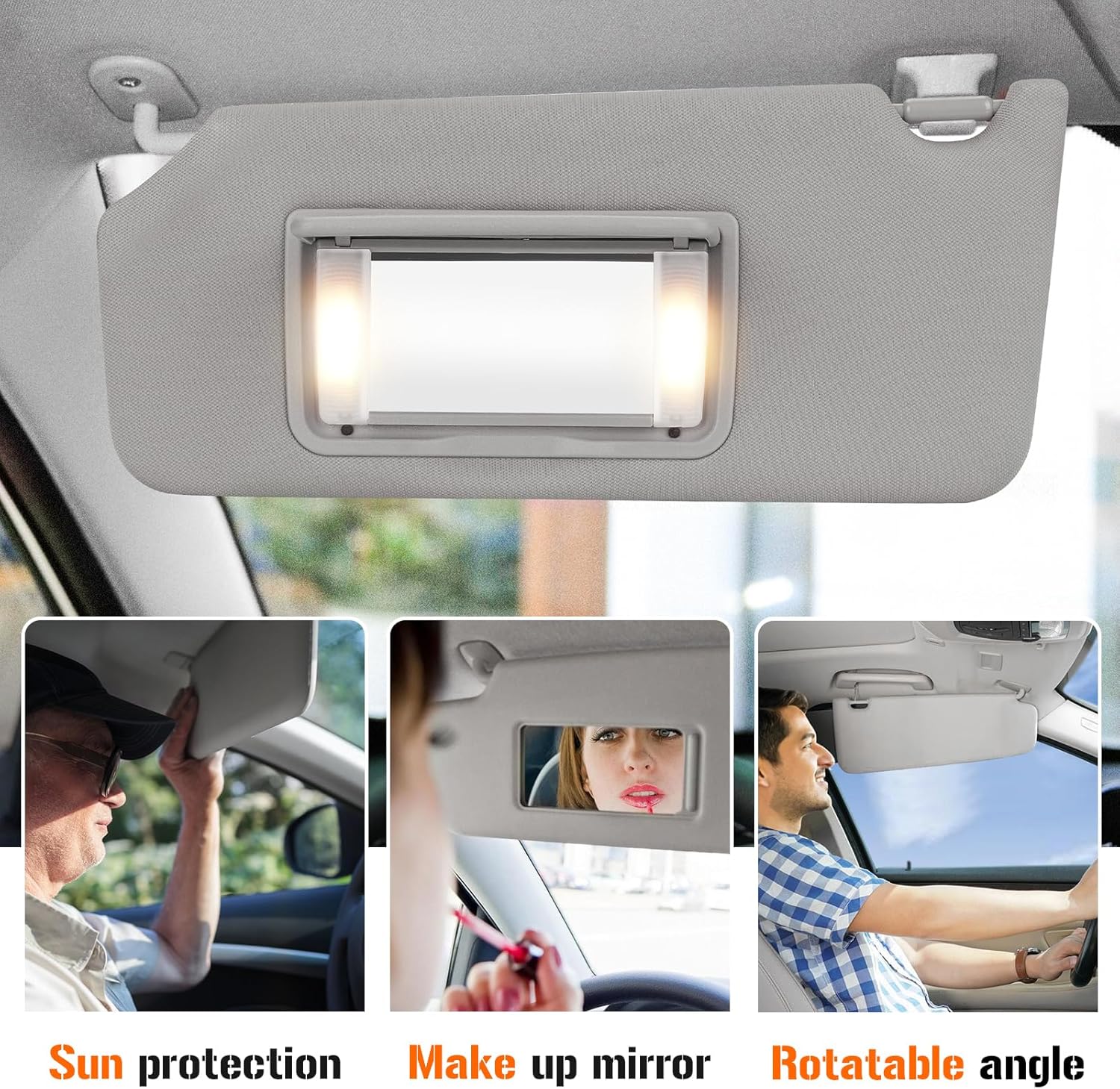 Visera solar con luz para Honda Accord 2008-2012, lado izquierdo del conductor y lado derecho del pasajero, repuesto gris 83230TA0A91ZA 83280TA0A91ZB