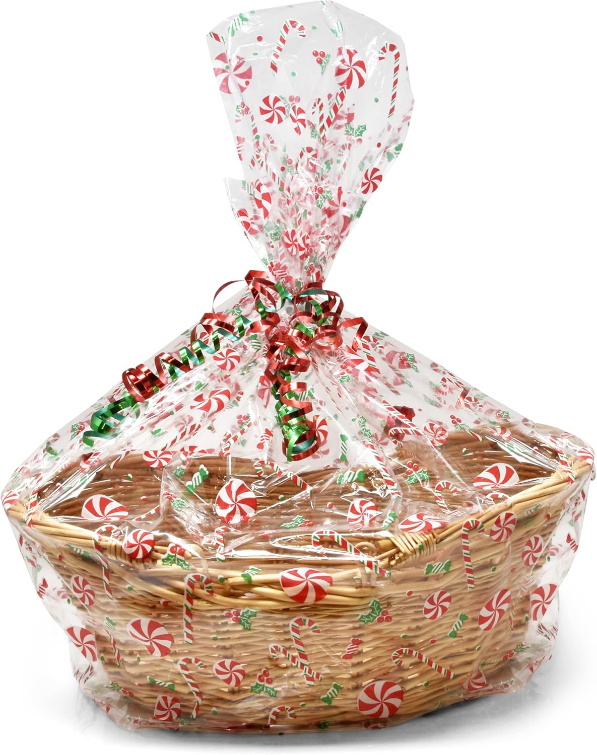 Gift Boutique Bolsas de plástico de celofán de Navidad con lazos giratorios, paquete de 24 bolsas de celofán para galletas de Navidad, bolsas de