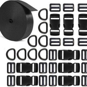 Buckles Strap 1 Inch Nylon Webbing Straps 10 Yards, Quick Side Release Plastic Buckle Dual Adjustable 8 Pack, Tri-Glide Slide Clip 16 PCS, Metal D Buckles Strap 1 Inch Nylon Webbing Straps 10 Yards, Quick Side Release Plastic Buckle Dual Adjustable 8 Pack, Tri-Glide Slide Clip 16 PCS, Metal D
