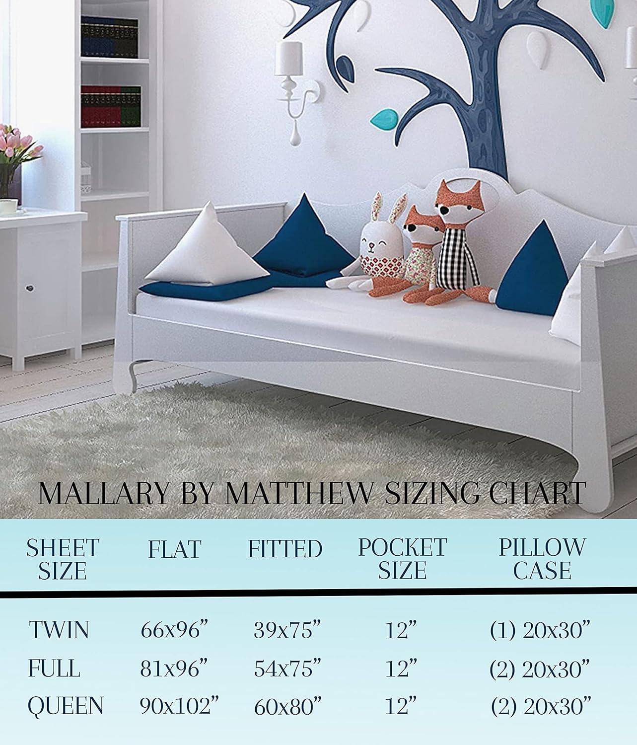 MALLARY BY MATTHEW – Juego de sábanas estampadas 100% microfibra súper suave para niños