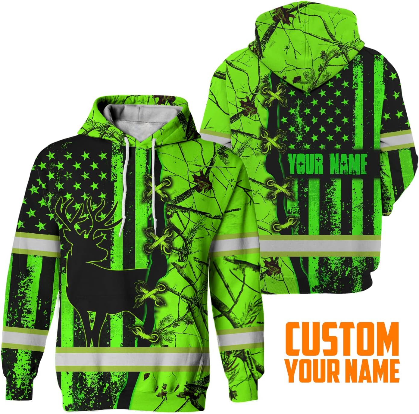 Matedecor Camisa de alta visibilidad para hombres, camisas de seguridad con bandera de EE. UU., ropa de trabajo con nombre personalizado para