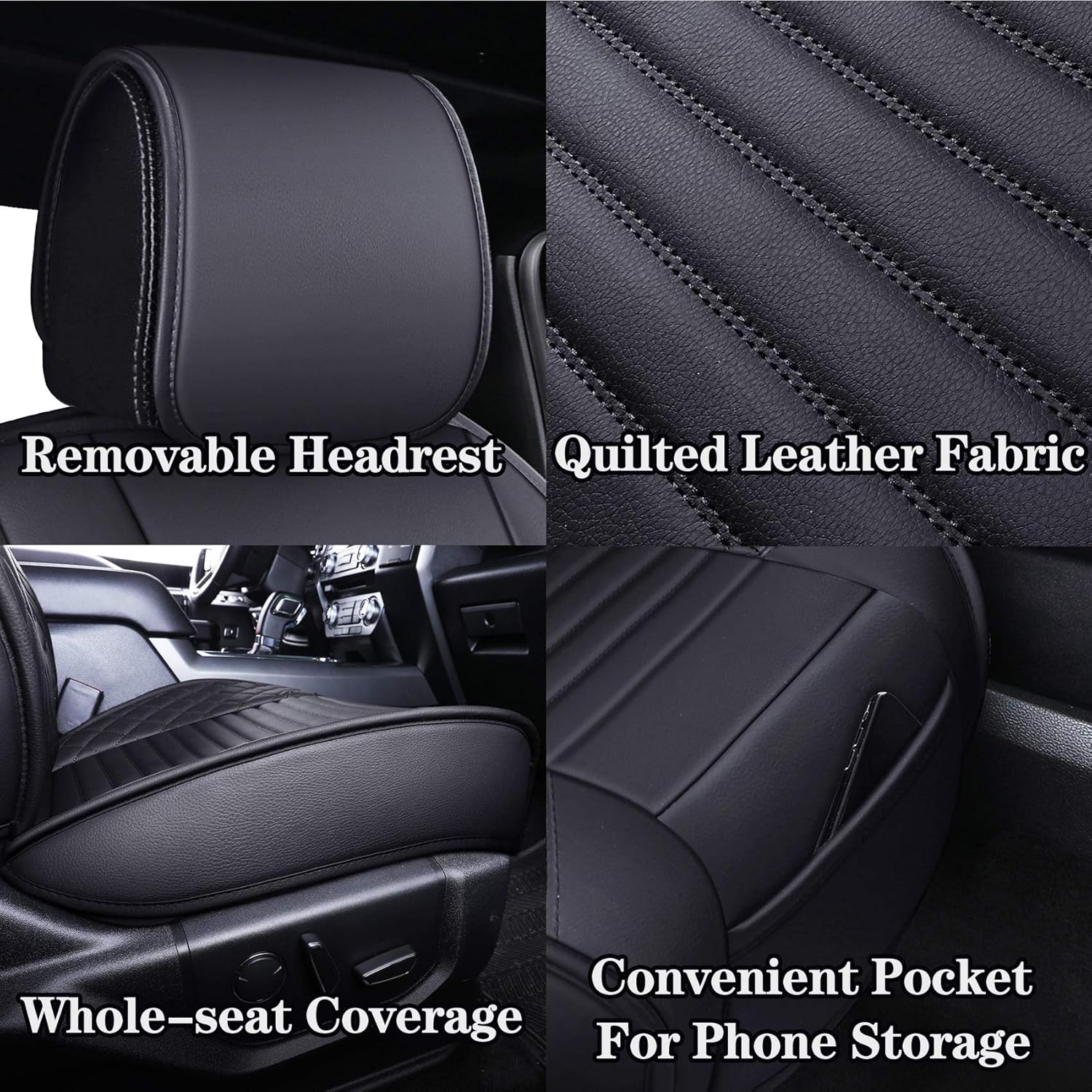 Fundas de asiento de coche Aierxuan de piel, para asiento delantero, para camión