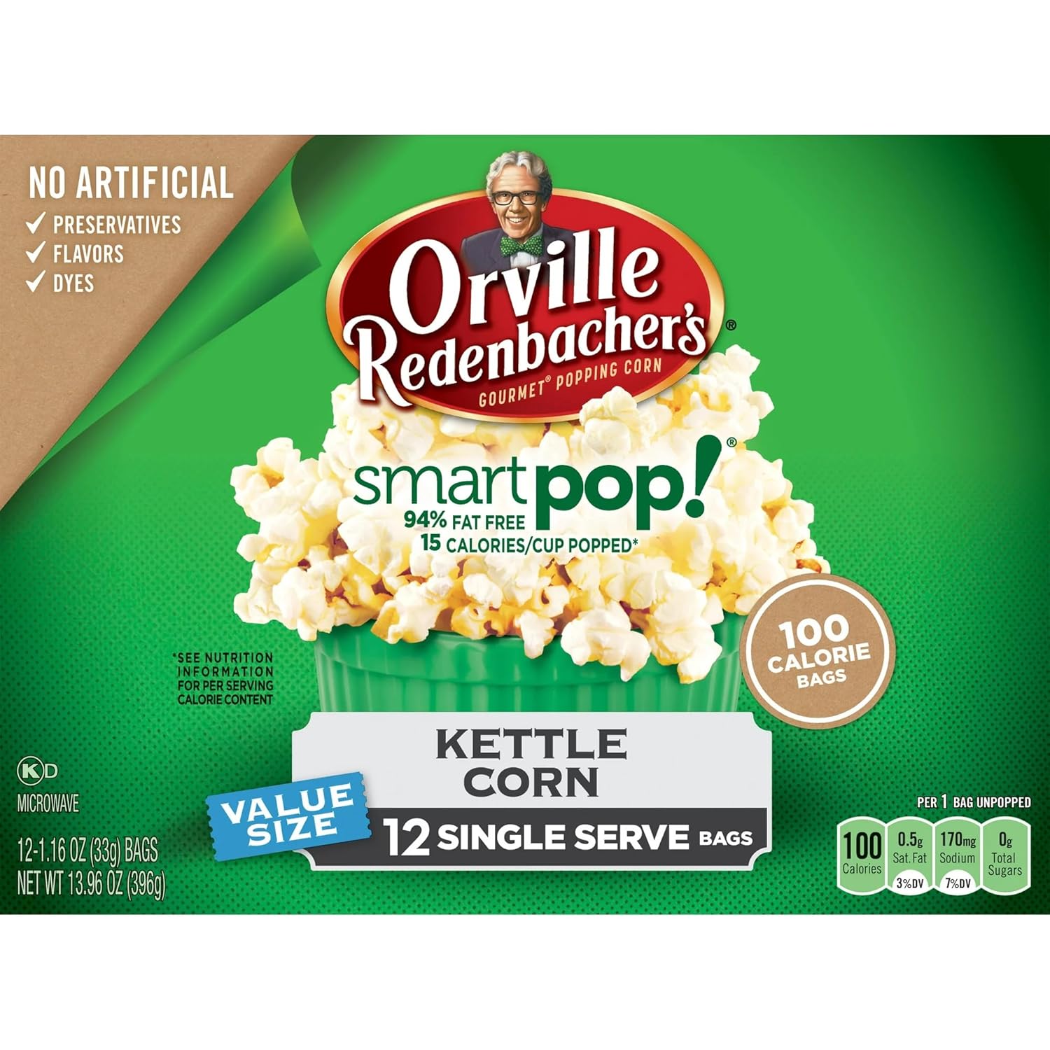 AMCIENT – Paquete de bolsas individuales Smart Pop Popcorn  Orville Redenbacher Popcorn  Smart Pop! Mini bolsas de 12 unidades con bolsa
