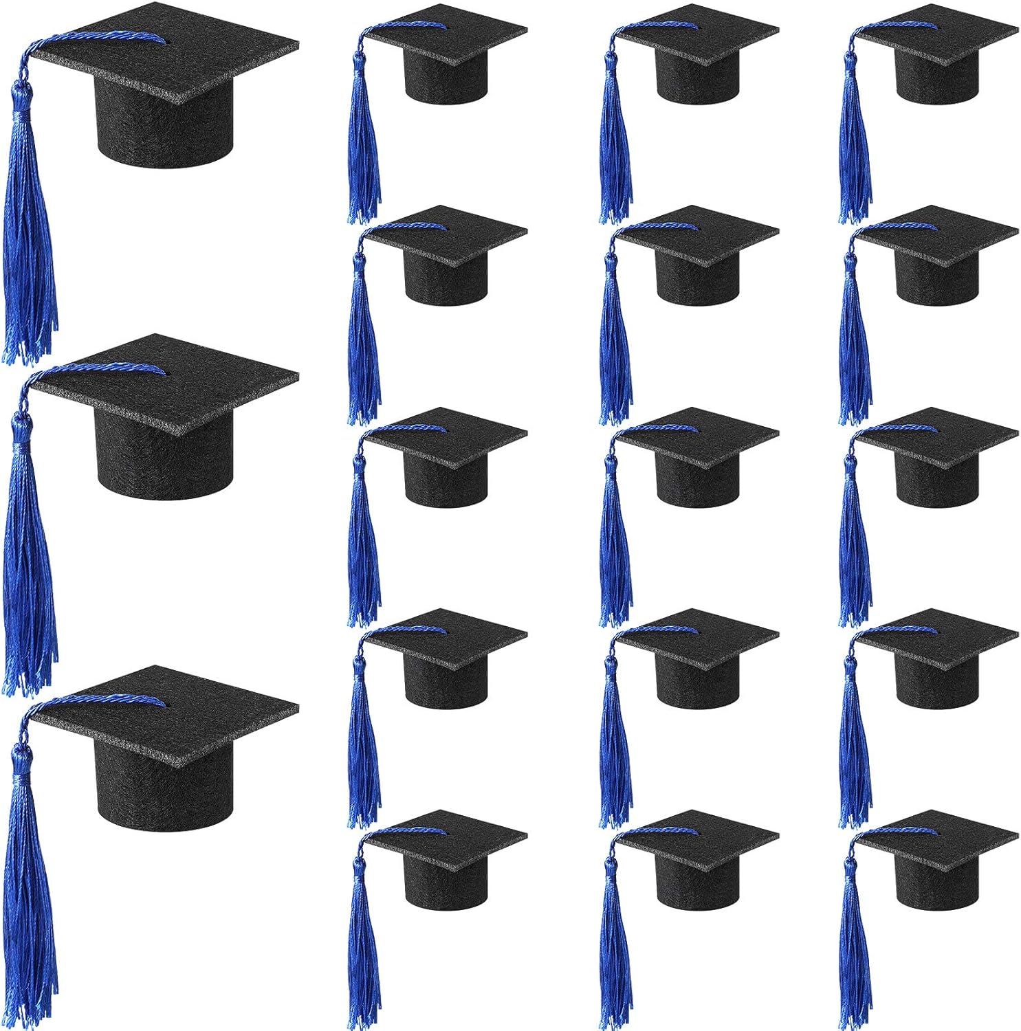 18 mini gorras de graduación 2024 con borlas, decoración para botellas de vino de graduación, licenciatura, graduación, sombrero, decoraciones de