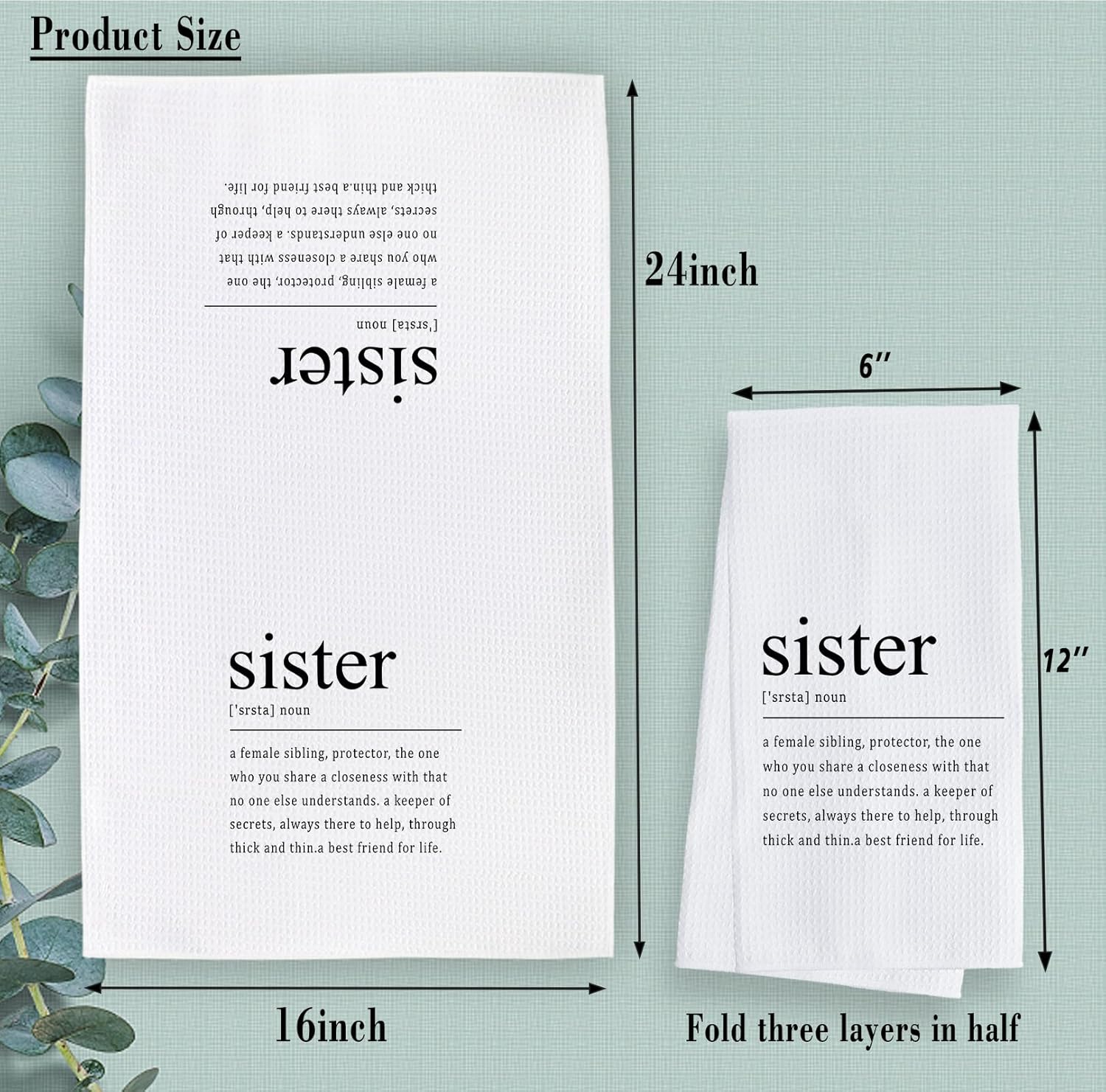 ZWZXR Sister Love – Divertidas toallas de cocina con refranes para cocina, toallas decorativas para cocina de 16 x 24 pulgadas, decoración familiar