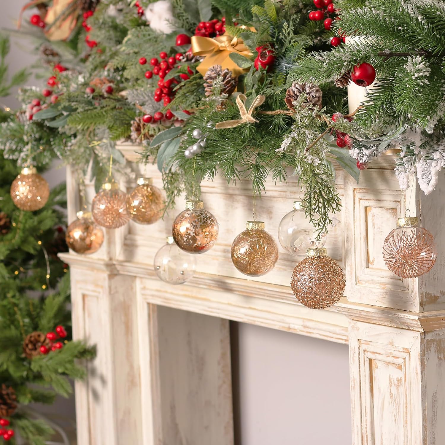 Juego de adornos de Navidad de 2.76 pulgadas, 30 piezas inastillables decorativas colgantes con relleno delicado, bolas de árbol de Navidad