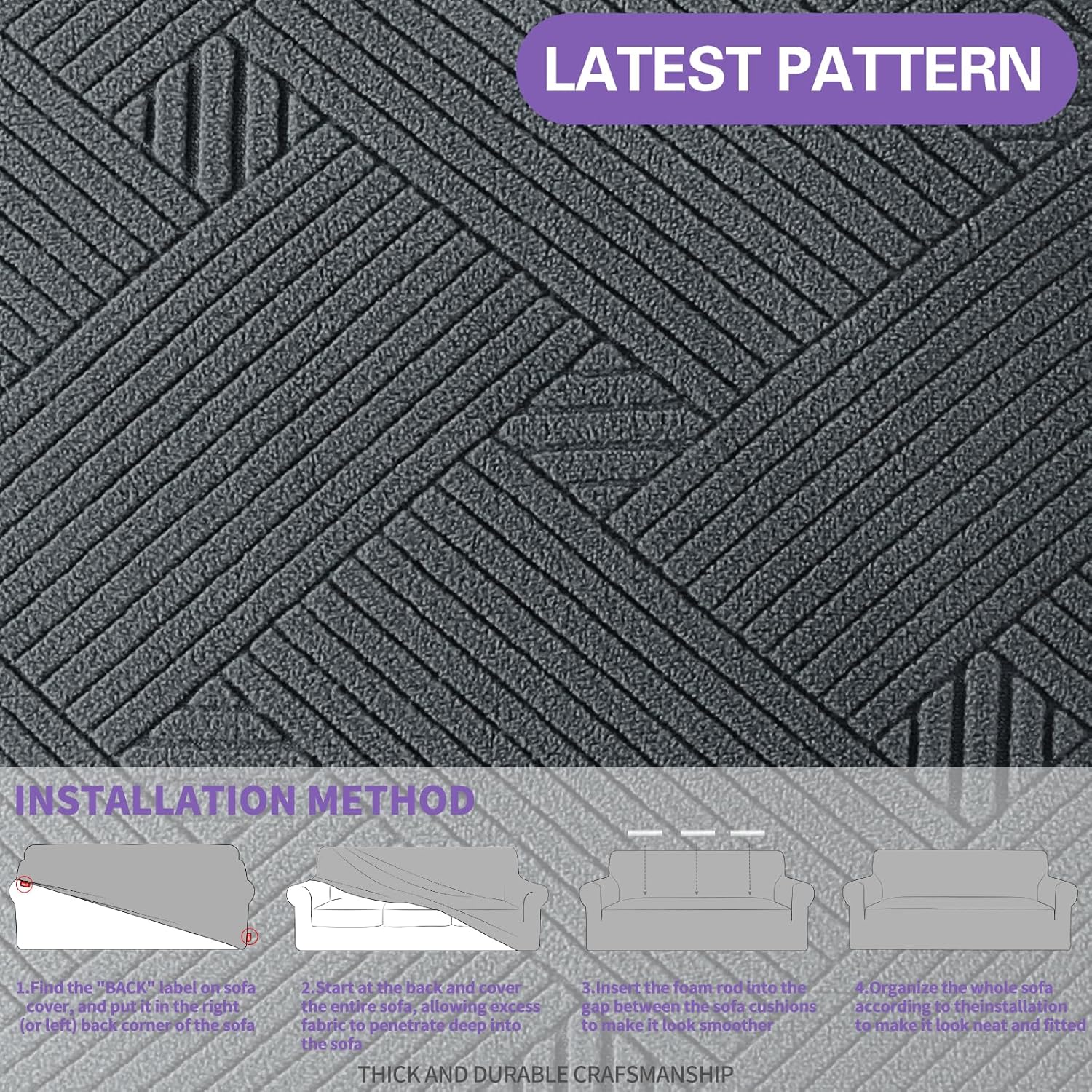ZNSAYOTX Funda súper elástica para silla (31-46 pulgadas), fundas de sofá a rayas para sala de estar, aptas para perros y mascotas, antideslizante,