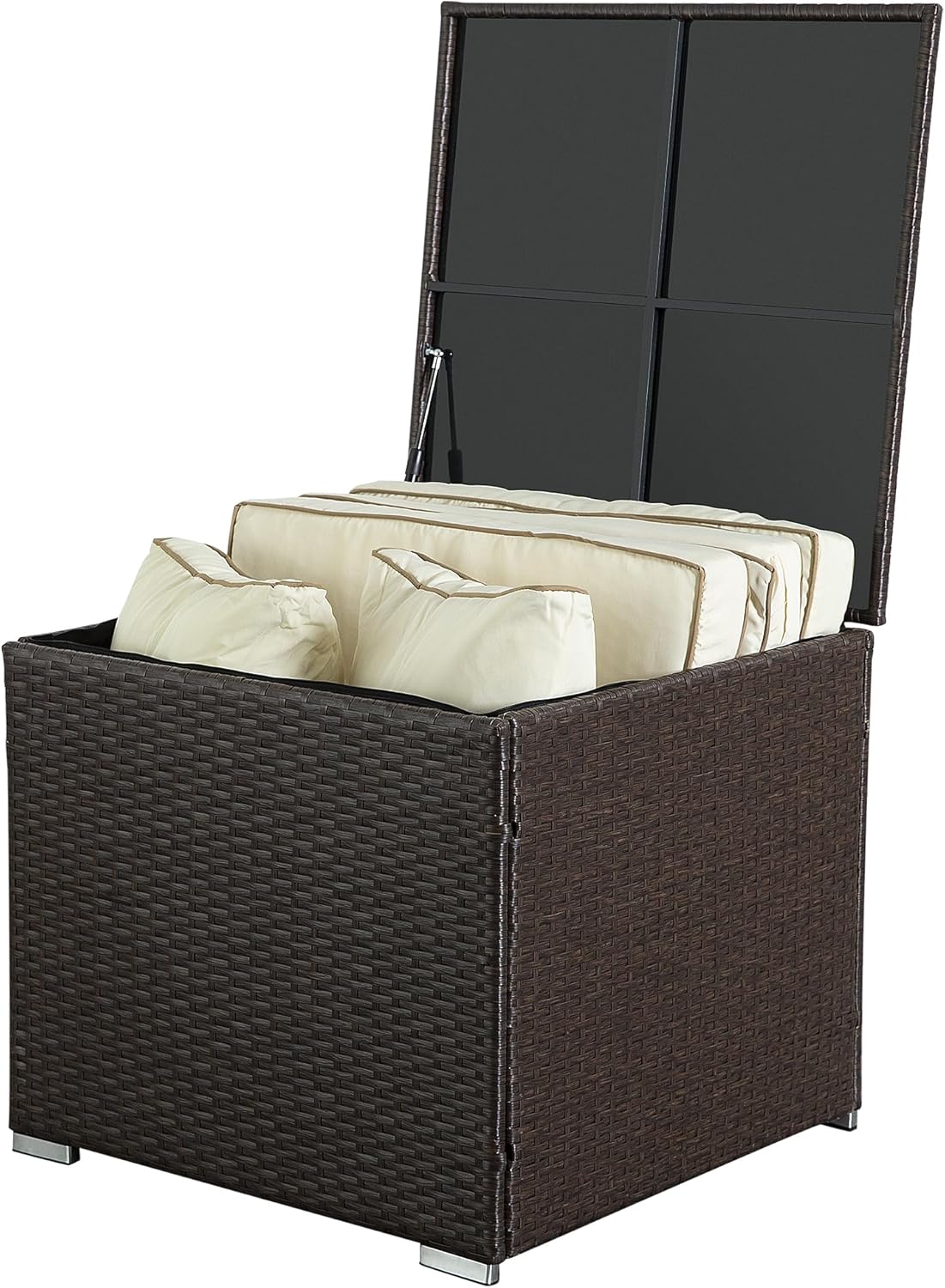 HYDRAGARDEN Caja de cubierta de 88140 galones con forro interior, cajas de almacenamiento grandes de ratán 2 en 1, contenedor de mimbre para