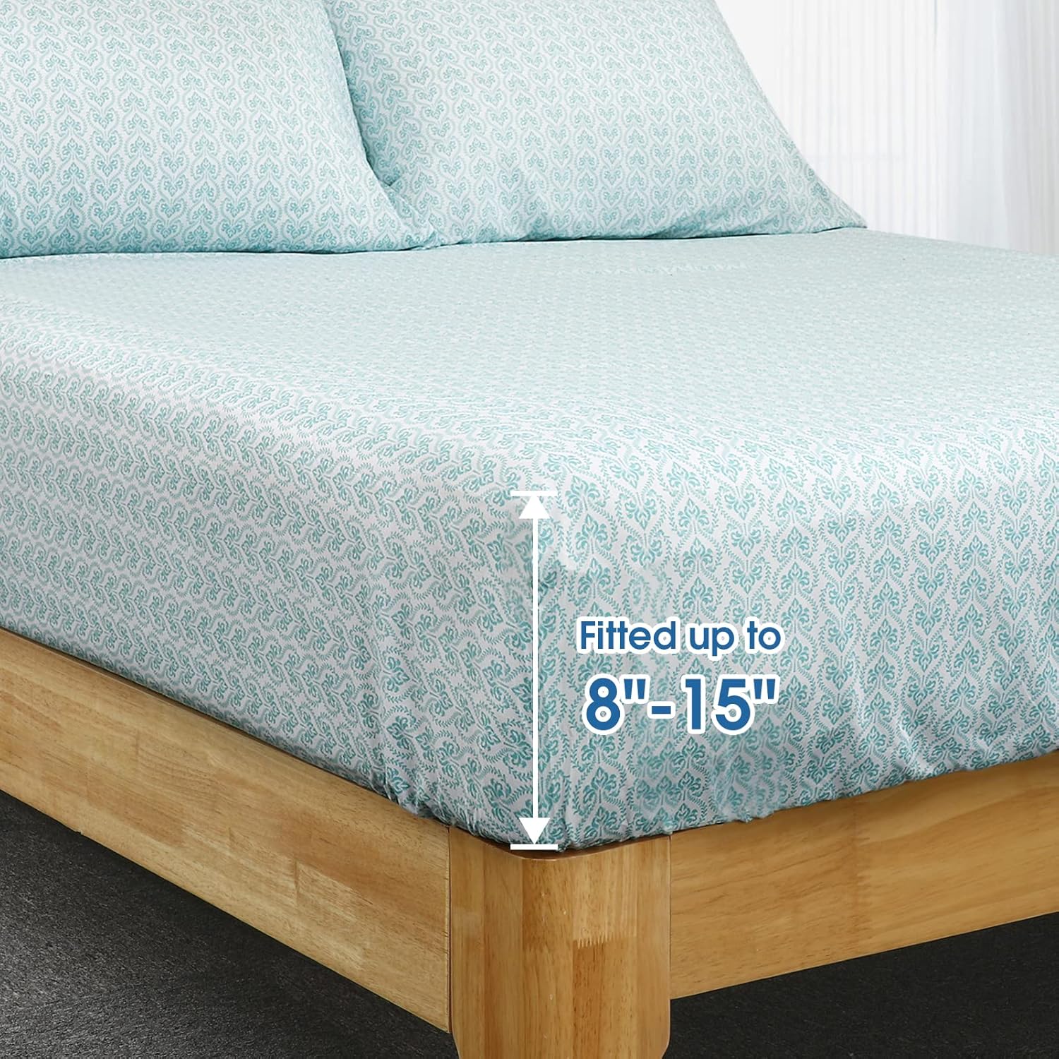 HOMEIDEAS Sábanas estampadas de 6 piezas tamaño Queen con diseño de corazón azul, microfibra cepillada extra suave 1800, bolsillo profundo, sin