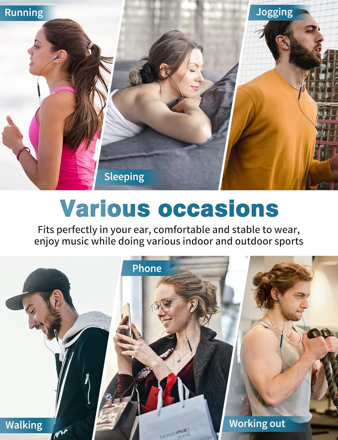 ACAGET Auriculares de 0.138 in con cable para Samsung Galaxy A23 A14 A52 A03s S10 S9, auriculares semiintrauditivos con cancelación de ruido de
