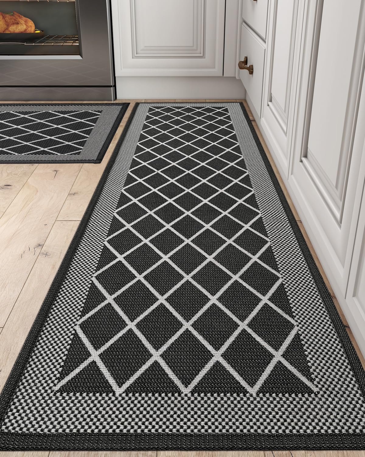 DEXI Alfombras y tapetes de cocina para piso, alfombras absorbentes de cocina antideslizantes, lavables, juego de 2 tapetes de cocina para la parte