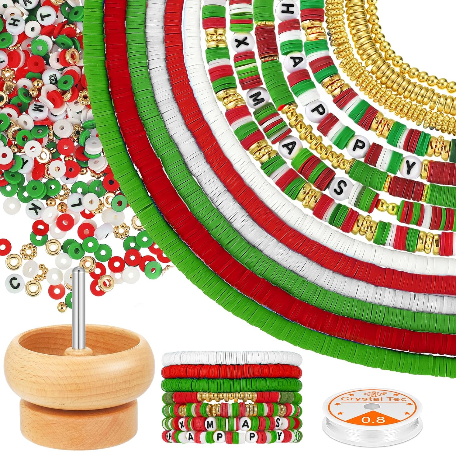 Zonon 3700 cuentas de arcilla para Navidad de Halloween con cuentas giratorias, cuentas de arcilla Heishi de Navidad con cuentas de letras