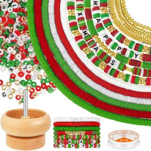 Zonon 3700 cuentas de arcilla para Navidad de Halloween con cuentas giratorias, cuentas de arcilla Heishi de Navidad con cuentas de letras Zonon 3700 cuentas de arcilla para Navidad de Halloween con cuentas giratorias, cuentas de arcilla Heishi de Navidad con cuentas de letras