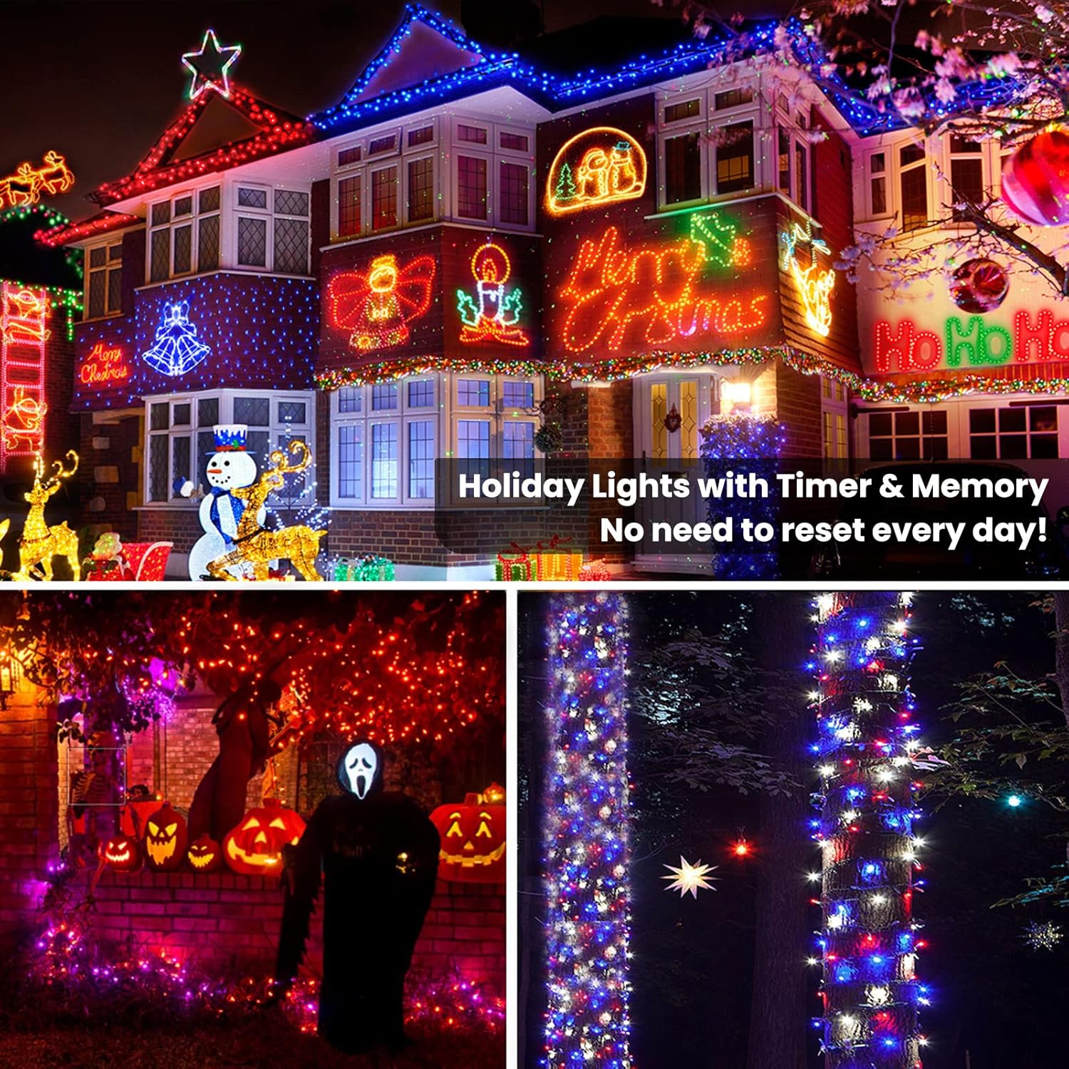 Brizled Luces LED de Navidad que cambian de color, cadena de 100 luces con control remoto, luces decorativas RGB regulables para corona de Navidad y