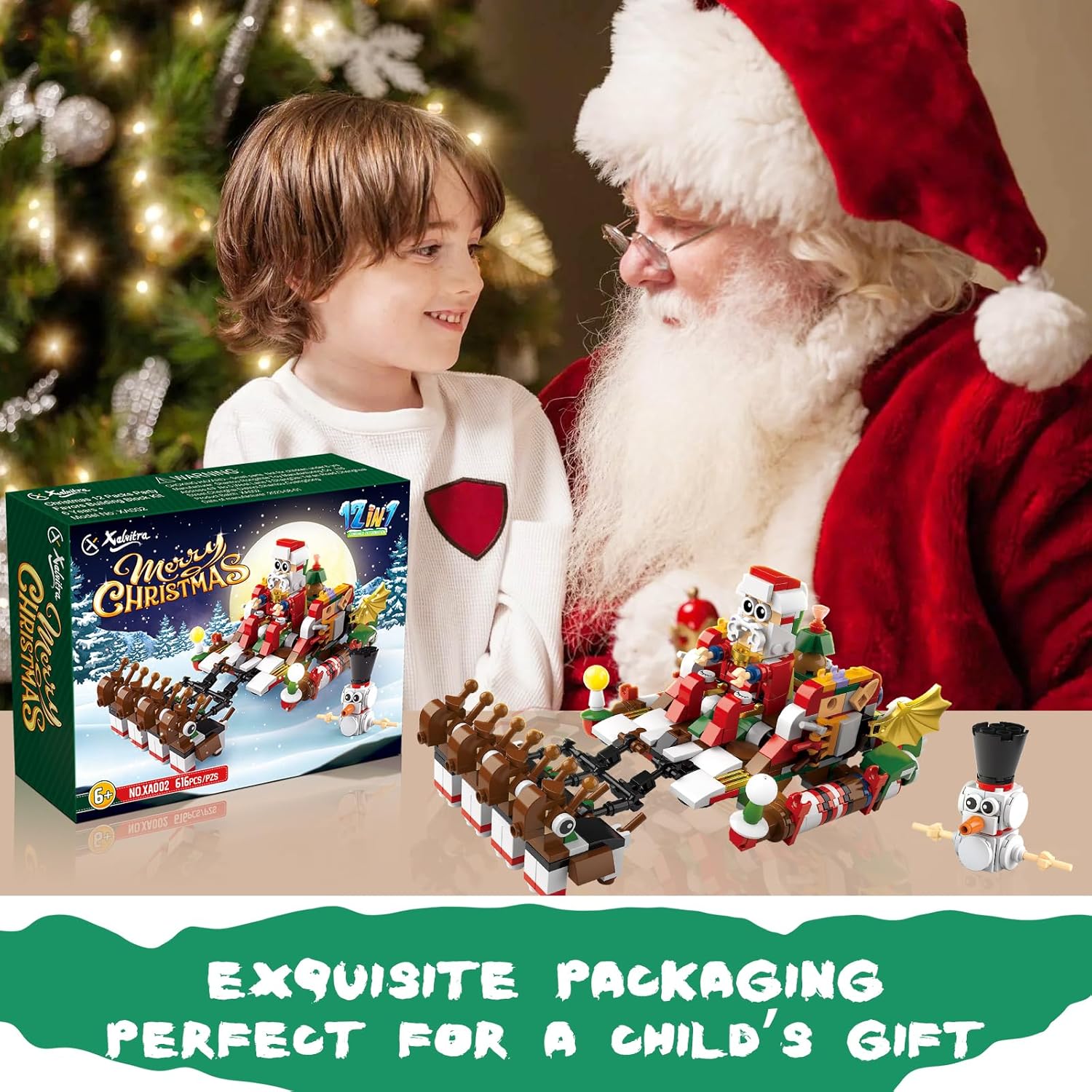 Juego de bloques de construcción 12 en 1 para fiestas de Navidad, juguetes de Navidad, mini ladrillos lindos, 12 piezas, calendario de adviento de