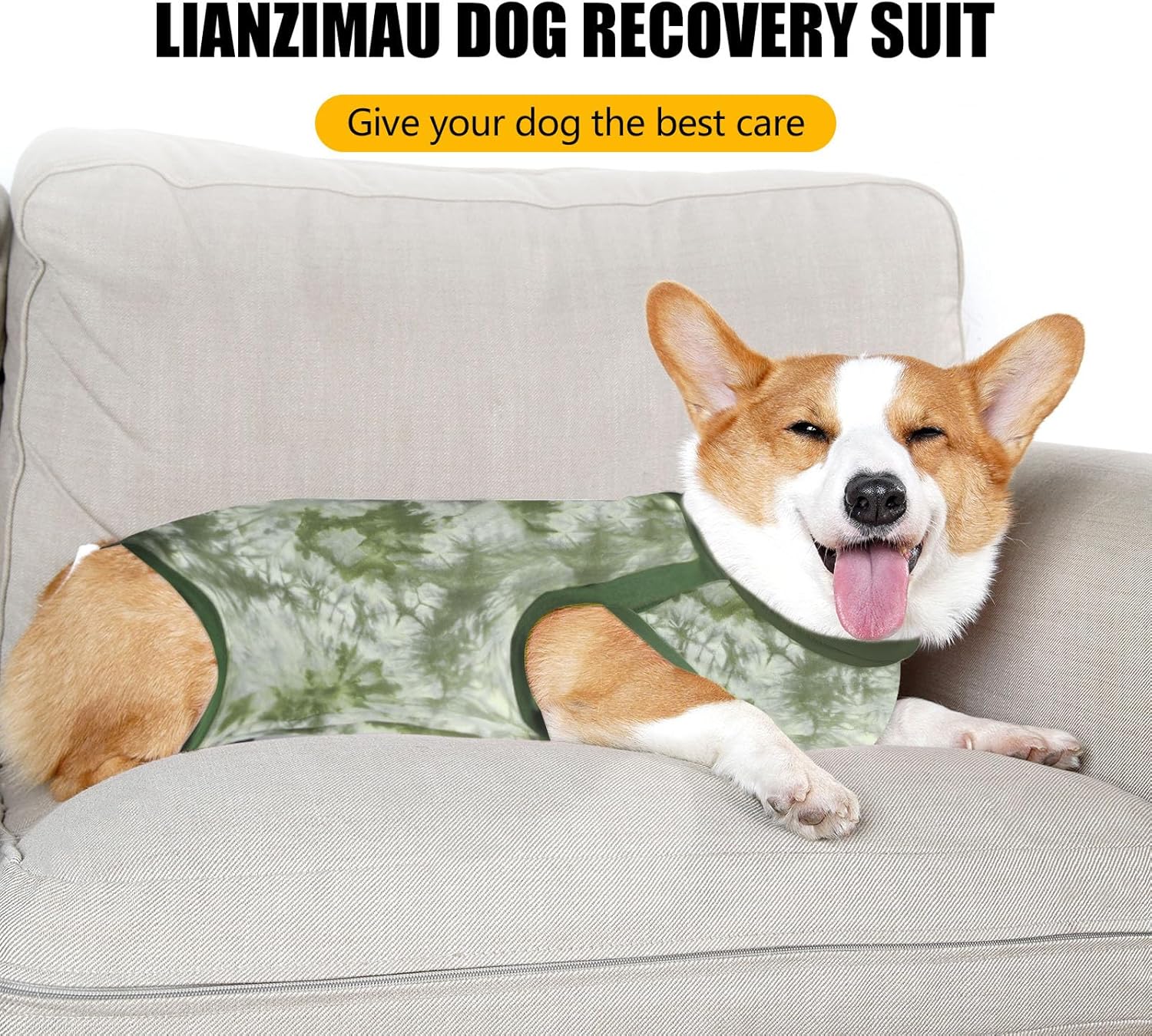 Lianzimau Traje de recuperación para perros, traje de esterilización para perras, alternativa de cono de cuello electrónico después de la cirugía,