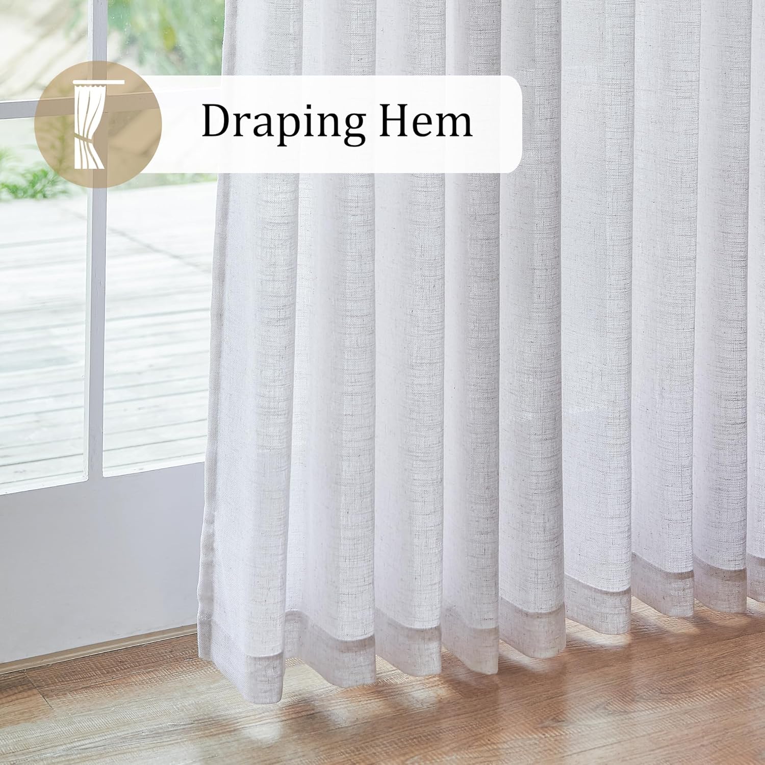 HUTO Cortinas plisadas semitraslúcidas de 80 pulgadas de largo para sala de estar, comedor, color beige y blanco, cortinas plisadas para privacidad