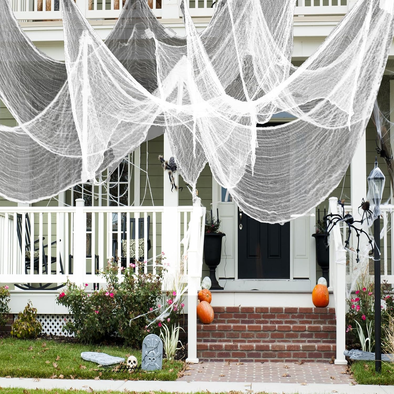 NEBURORA Tela espeluznante de Halloween de 200 x 85 pulgadas, color blanco, para decoración de fiesta de Halloween, para casa embrujada, cubierta de