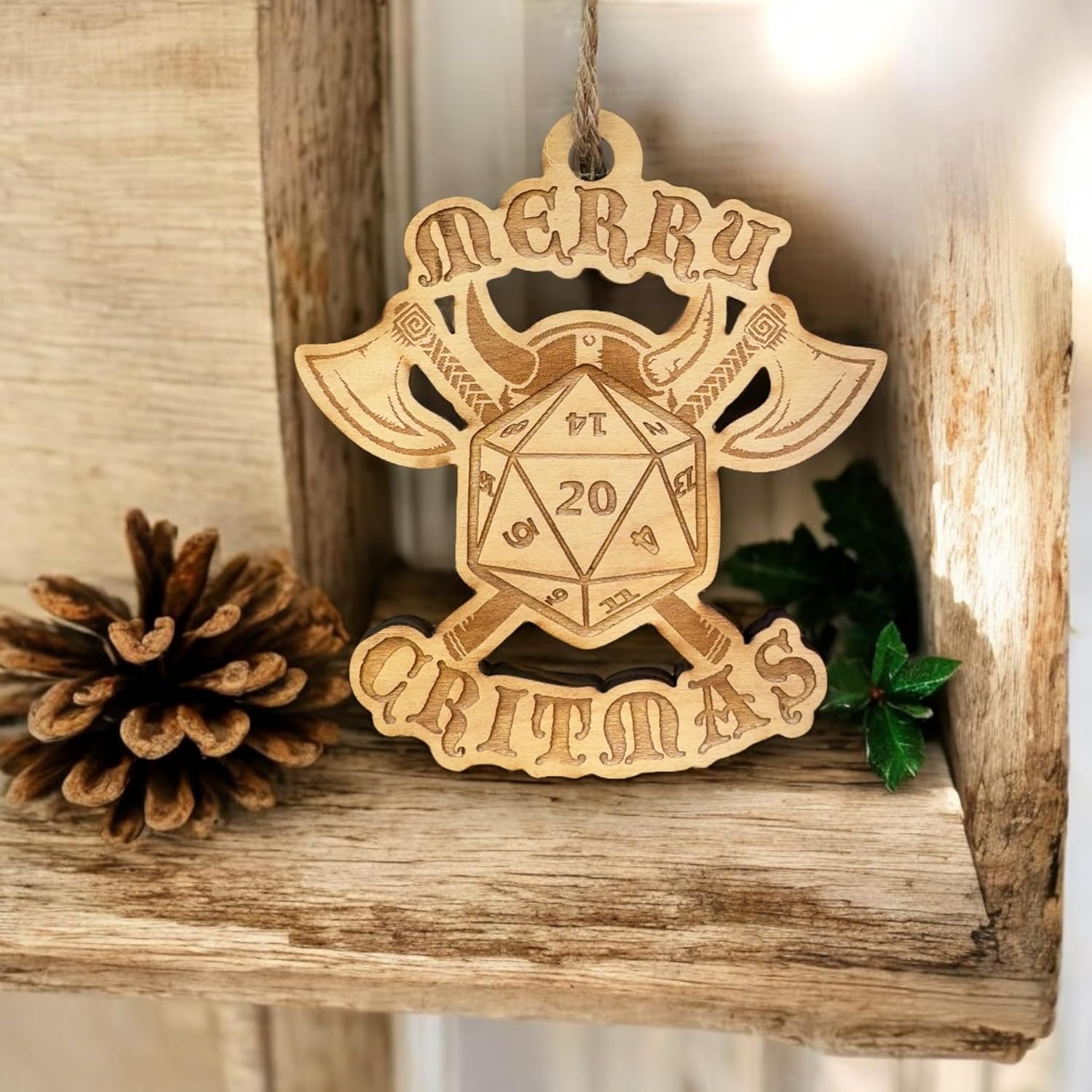 Ornament – Merry Critmas – Raw Wood 4x4in