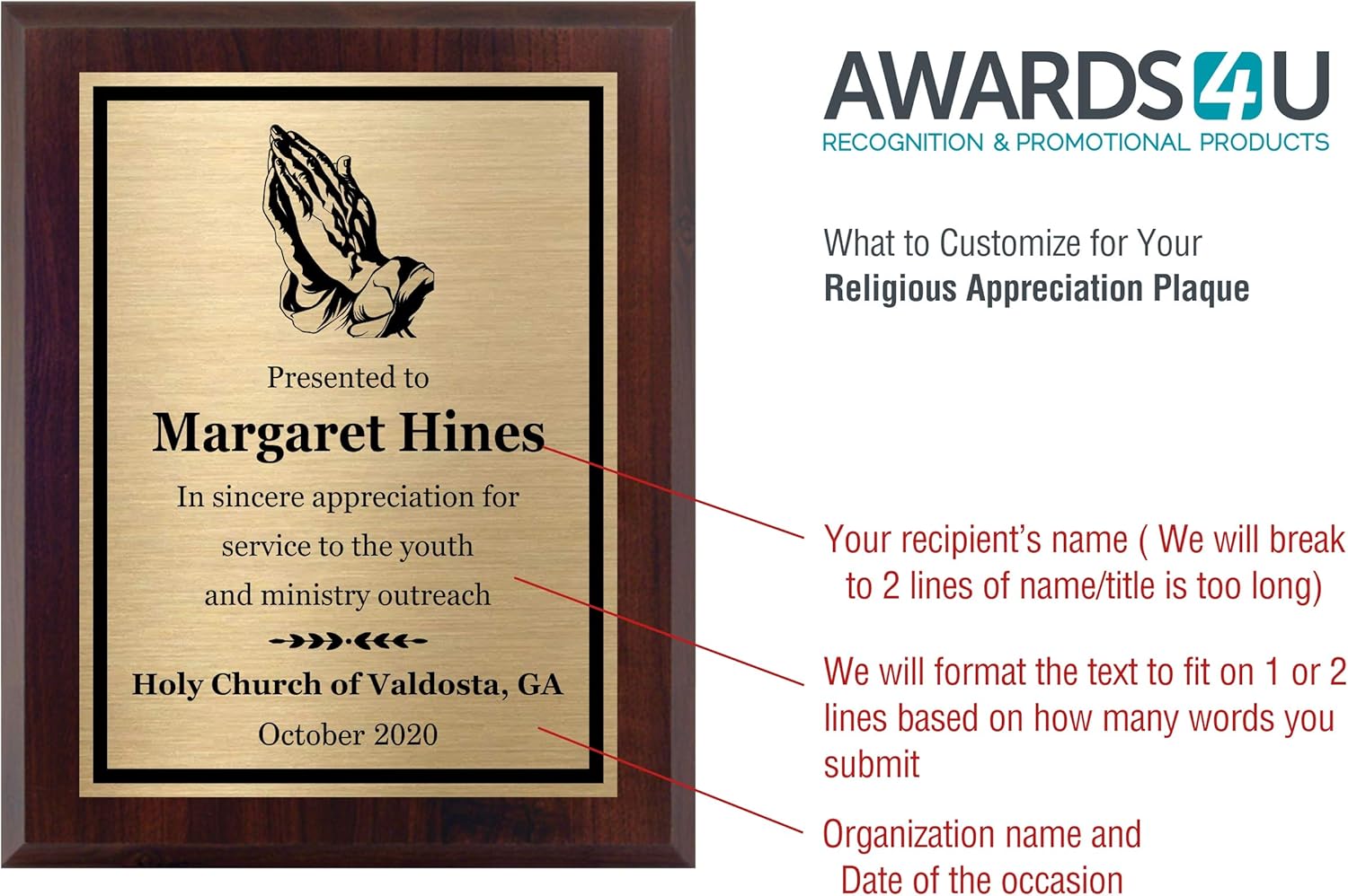 Placa religiosa personalizada de 8 x 10, regalo de reconocimiento o agradecimiento personalizado para pastores, rabinos, ujer, ancianos, diáconos,