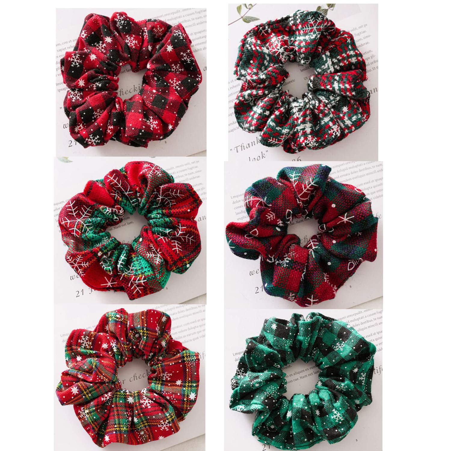 6 coleteros de Navidad para coleteros para el cabello, bandas elásticas para el cabello, bandas para el cabello, de tela de copo de nieve de