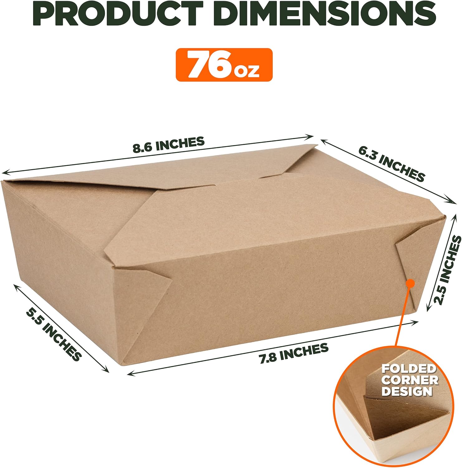 Fit Meal Prep Paquete de 36 recipientes desechables de 76 onzas para llevar para microondas, cajas de papel kraft para llevar, contenedores de