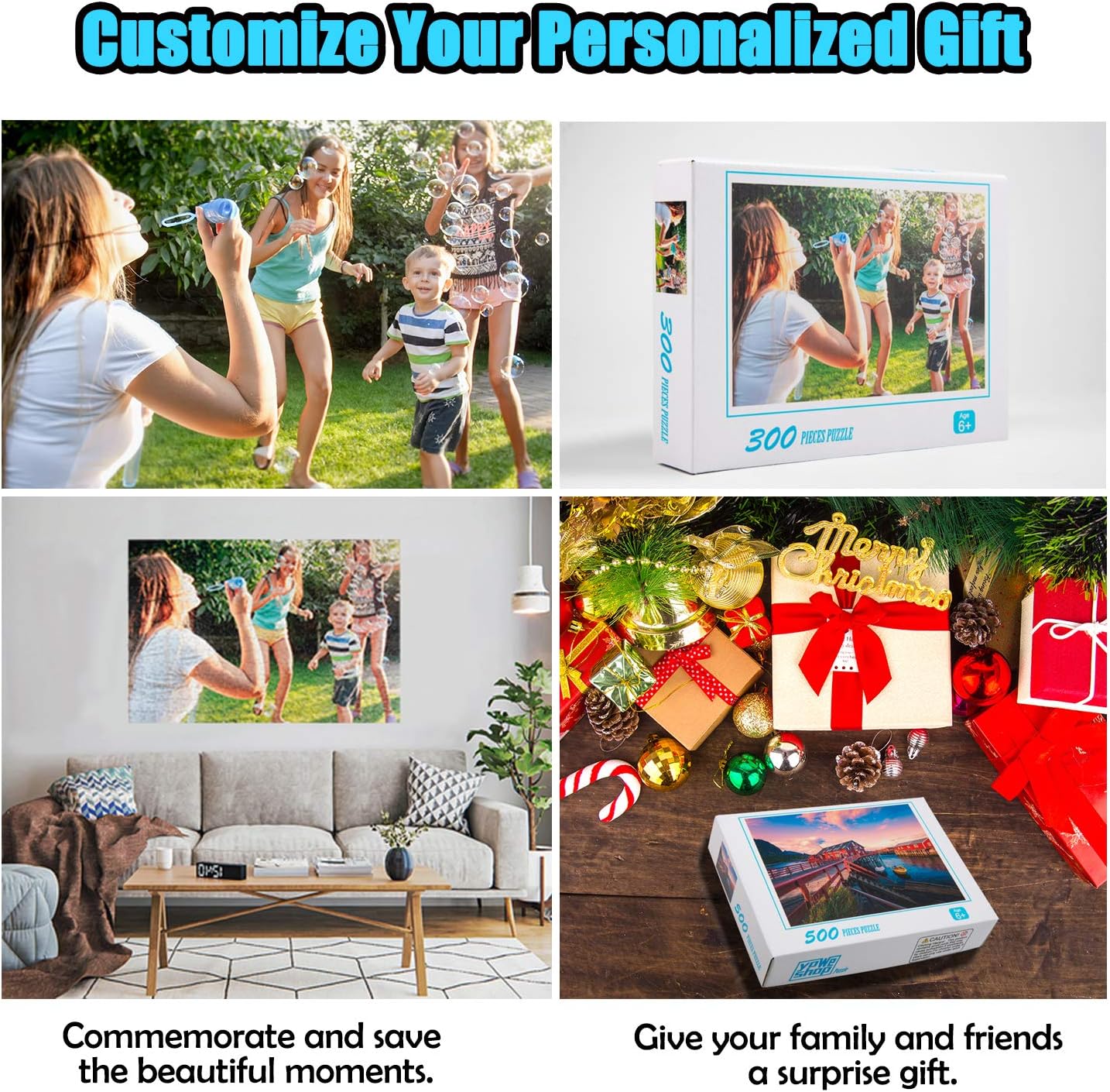 Rompecabezas personalizados para decoración del hogar, rompecabezas de fotos personalizados, regalo único, juegos familiares juguetes (300 piezas