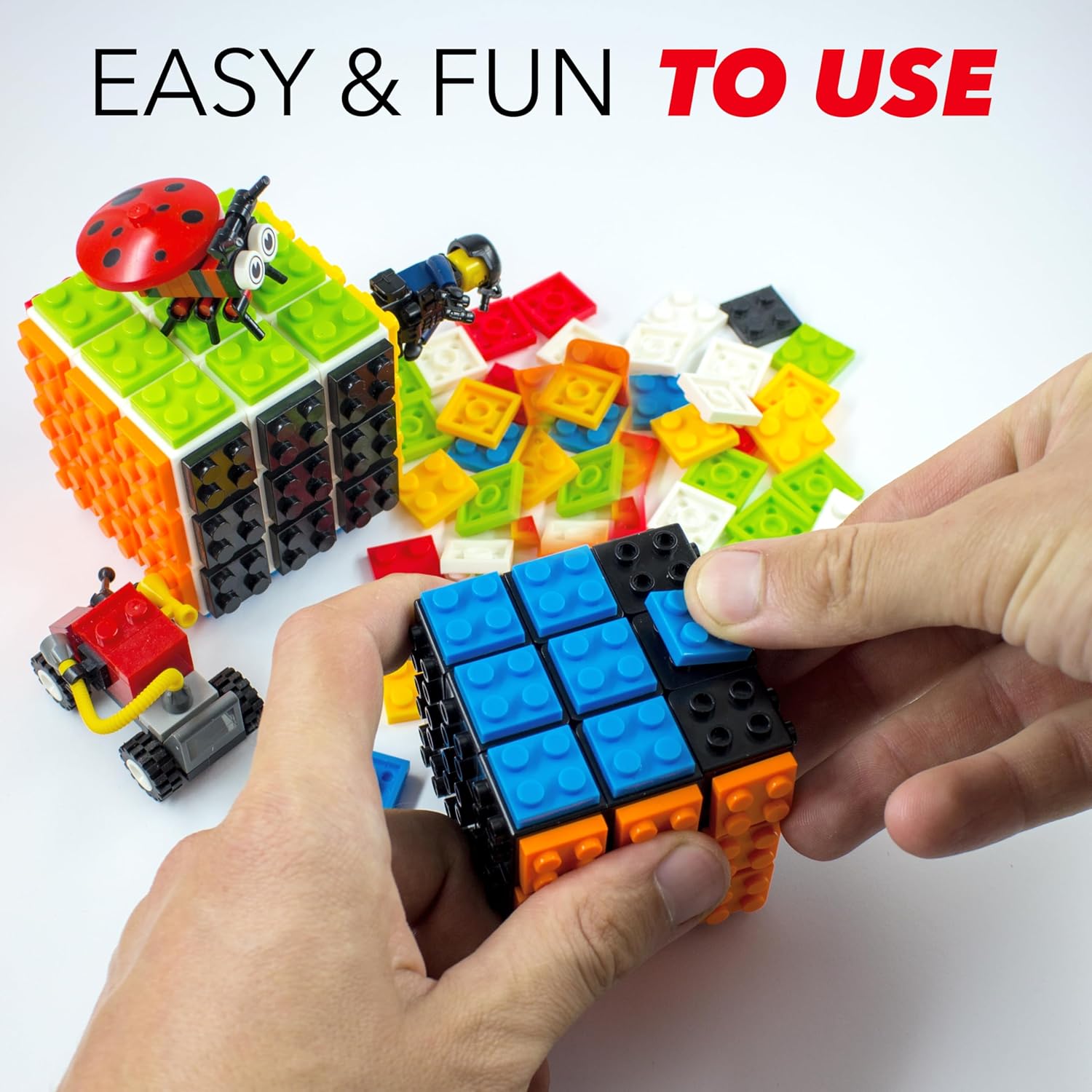 TOYAMBA Cubo de ladrillo con bloques de construcción, mini juguete incluido, compatible con Lego Cube, inspirado en Rubix Cube para niños, juguete