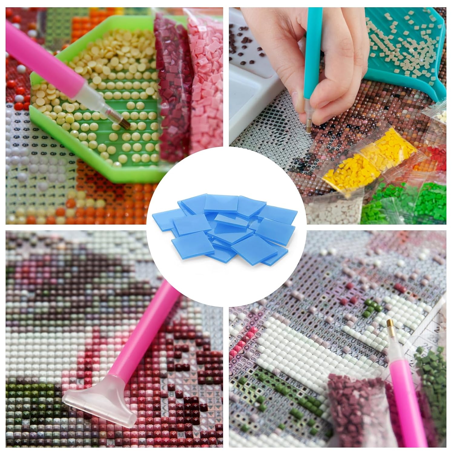80 piezas de arcilla de pegamento de pintura de diamante, 4 colores DIY pegamento de diamante pintura de cera de arcilla herramienta de bordado
