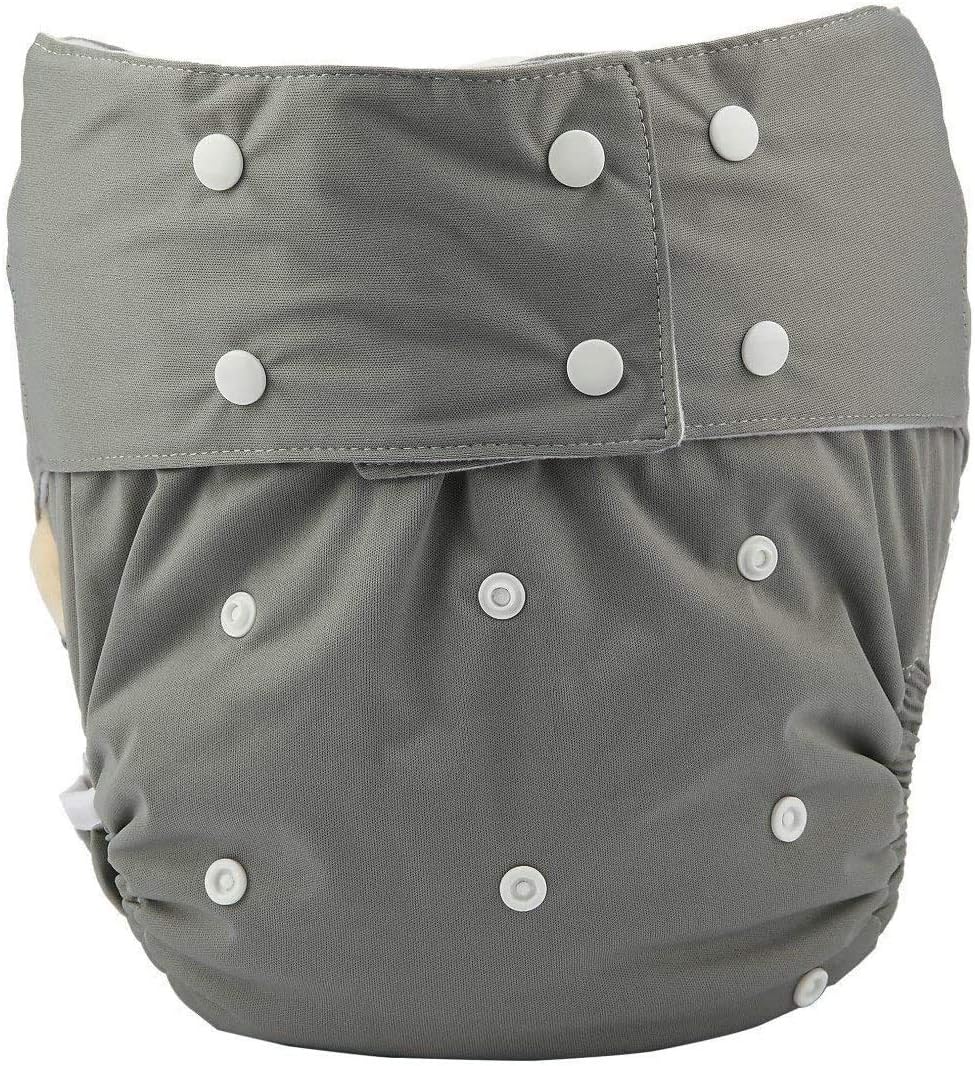 Pañal de tela para adultos, reutilizable, lavable, ajustable, para personas con incontinencia de discapacidad, Gris