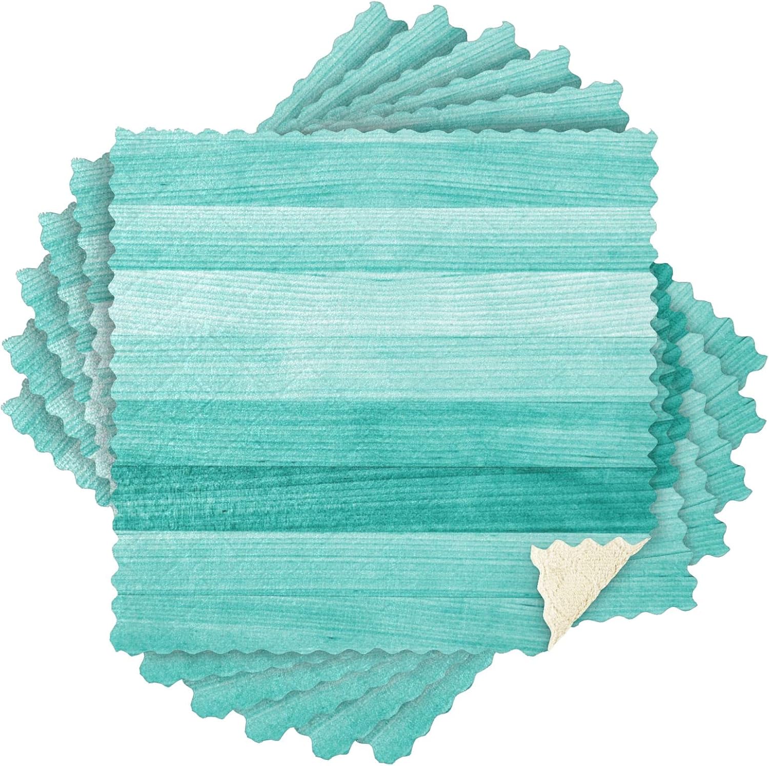 SUABO Paños de cocina de madera verde turquesa, paquete de 6 paños de cocina de secado rápido, toallas de limpieza absorbentes para cocina y baño