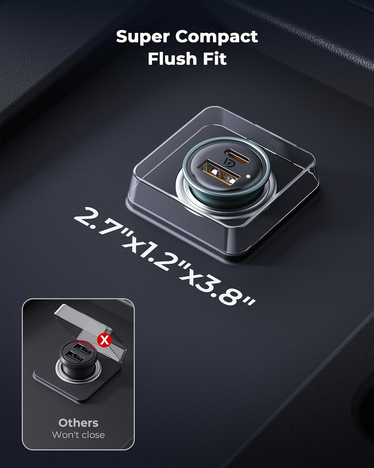 VOLTME Cargador de coche, 30 W PD 3.0 USB C cargador de coche, bloque de carga de energía rápida, doble puerto USB A y C, adaptador de cargador para