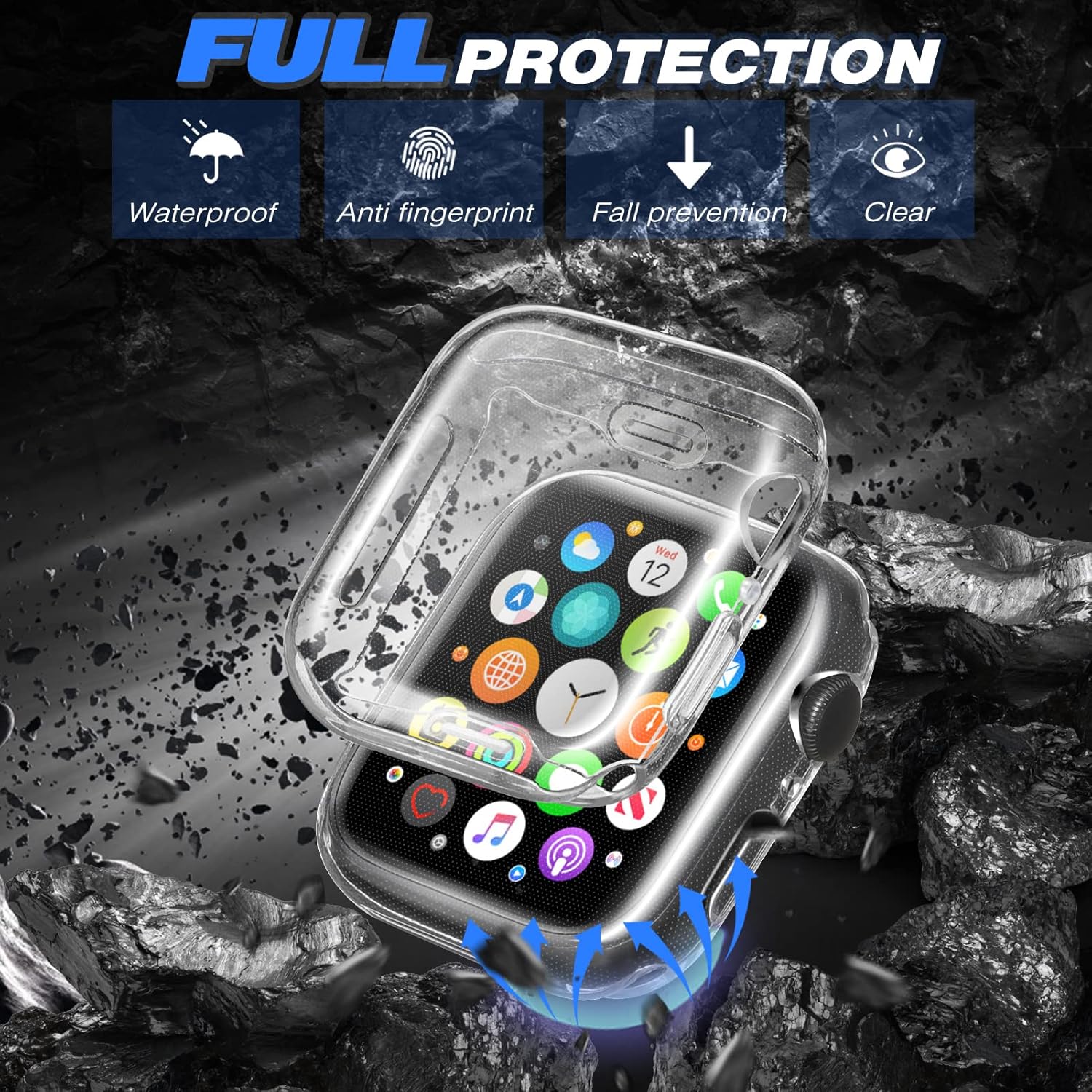 ORIbox Funda ultradelgada compatible con Apple Watch Series 6, Apple Watch Series 5, Apple Watch Series 4, Apple Watch SE, TPU HD F3000001