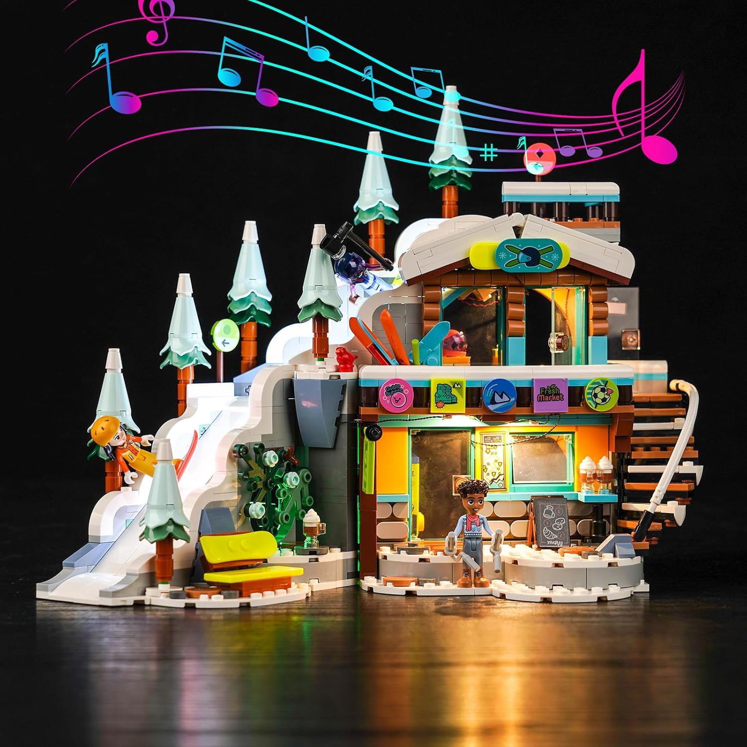 Kit de luces LED para Lego Holiday Ski Slope y Café 41756, versión musical, juego de iluminación creativa, accesorios compatibles con Lego 41756