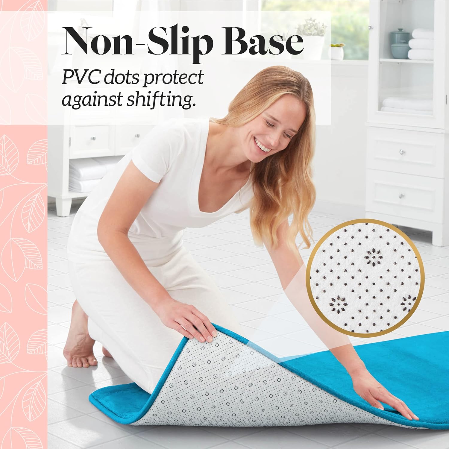 Genteele – Tapetes de baño antideslizantes, color mar Caribe, 20 x 32 pulgadas y de secado rápido, alfombras de espuma viscoelástica