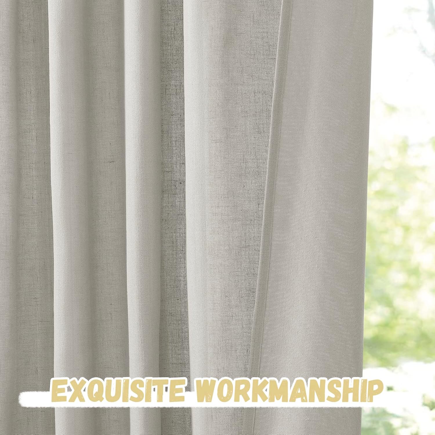 StangH Cortinas semitraslúcidas de lino de 96 pulgadas de largo, con pestaña trasera, filtro de luz, cortinas de lino para ventana de niños y niños,