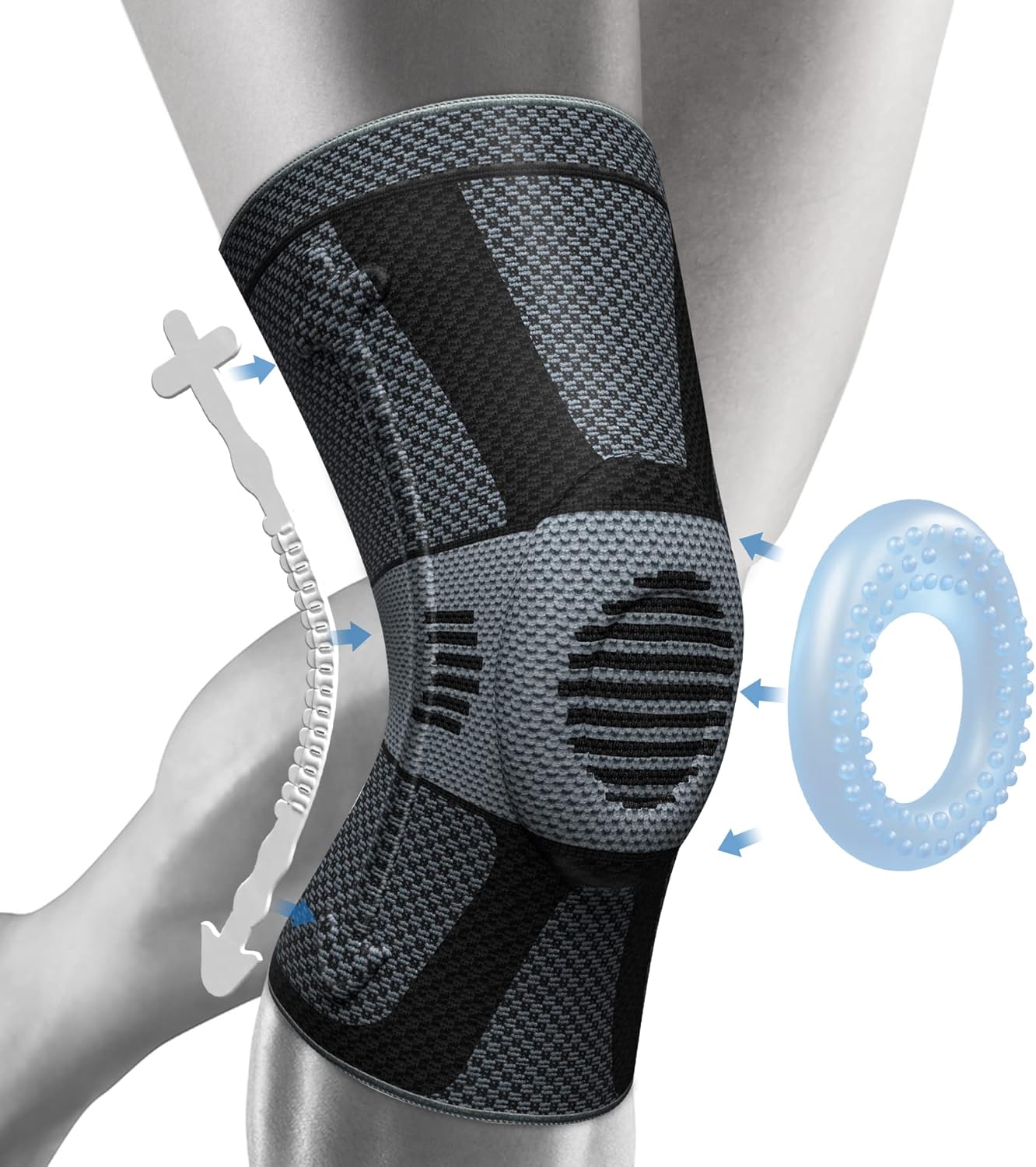 NEENCA Rodillera profesional para aliviar el dolor, rodillera médica de compresión, soporte de rodilla con tecnología de punto horizontal para