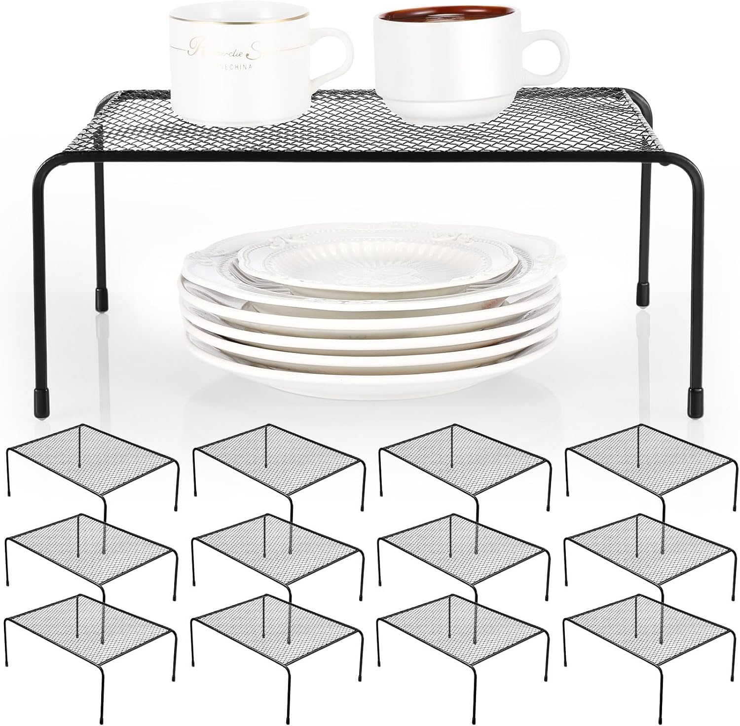 Organizador de estantes de malla para gabinetes de cocina, 13 x 9 pulgadas, estante de almacenamiento de acero, insertos de estante de alambre para