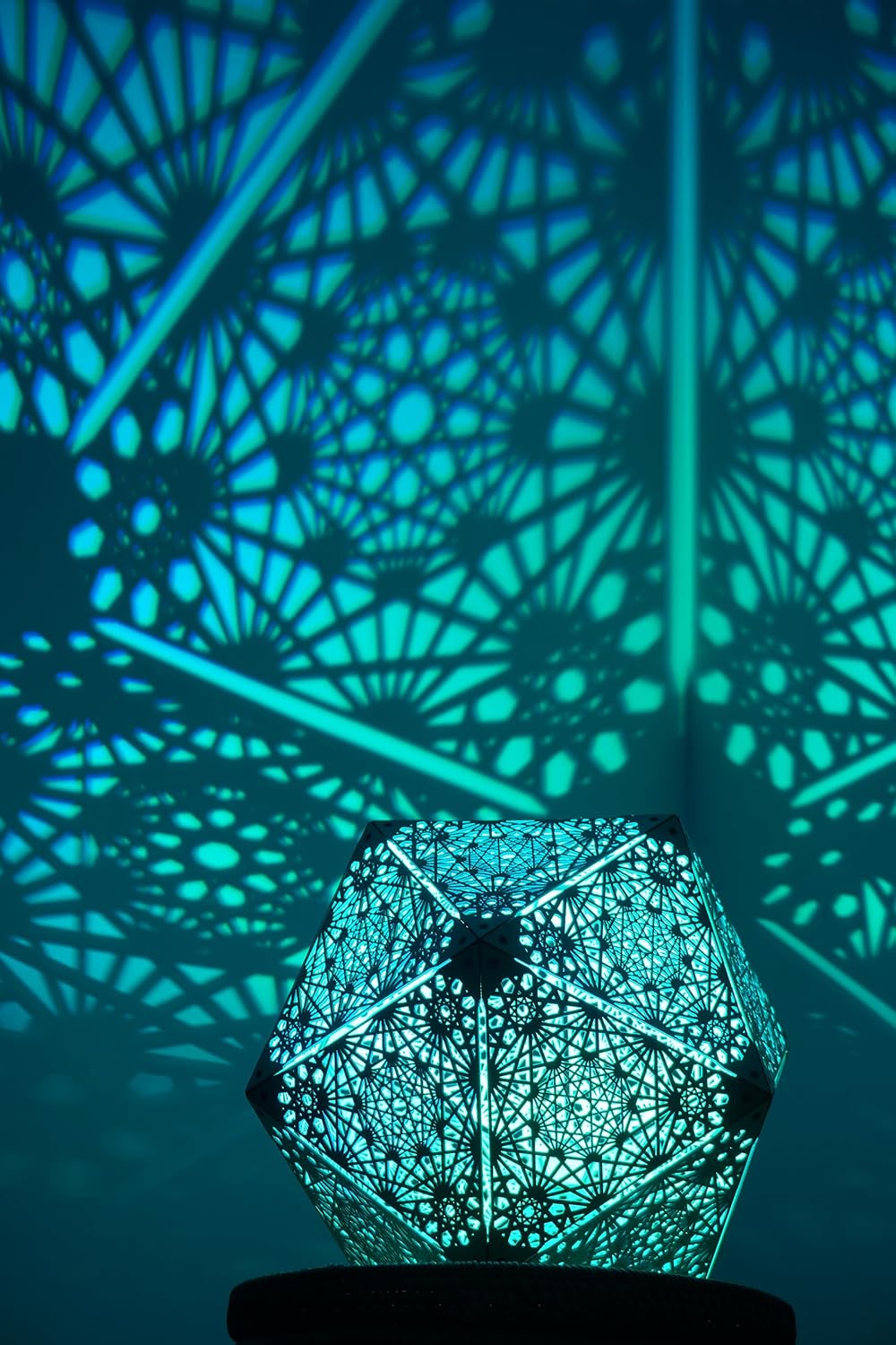 Jabihome Hyperi Lámpara de sombra RGB, luz nocturna geométrica, arte de mandala espiritual sagrado, linterna de sombra, decoración LED de madera,