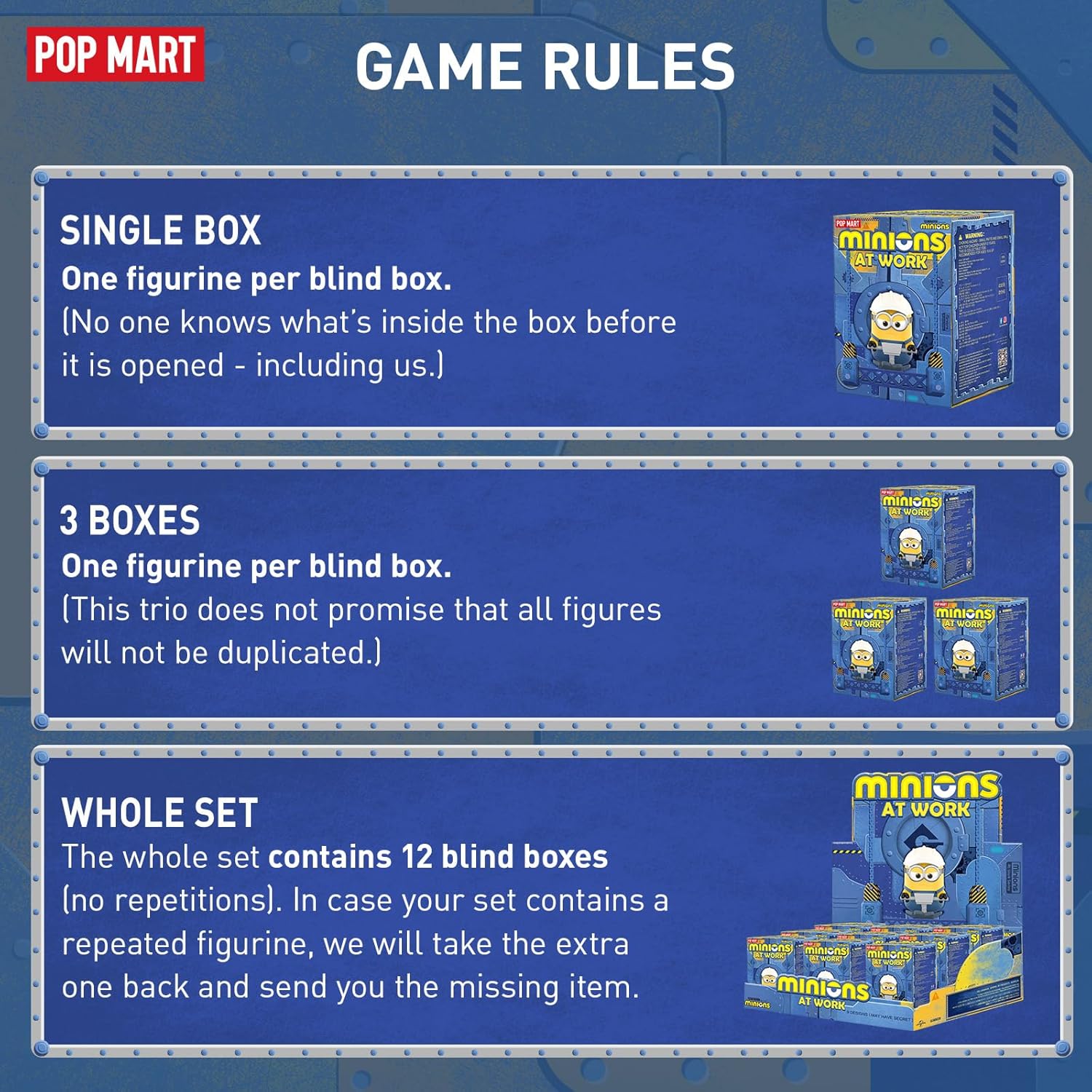 POP MART, Minions – Base secreta, figura de acción, juego de 99, juguetes de colección, caja al azar, regalo para cumpleaños, Navidad, fiestas,