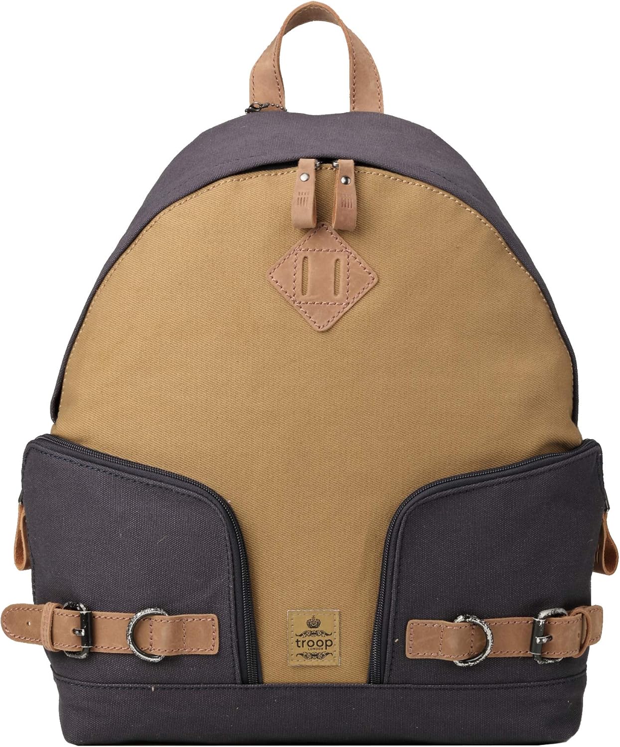 Heritage TRP0433 – Mochila de cuero de lona, elegante e informal, apta para tabletas, TRP0433 (marrón marino), Camel Azul Marino, Classic